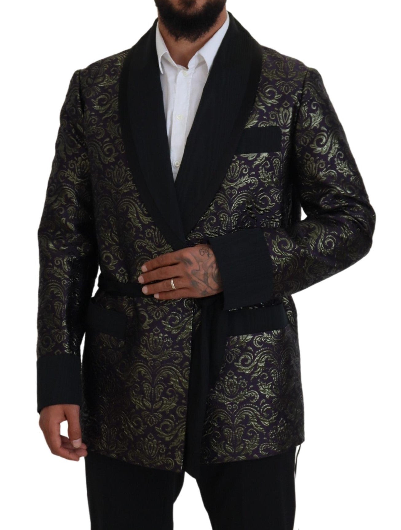 Jachetă Dolce & Gabbana cu imprimeu jacquard auriu