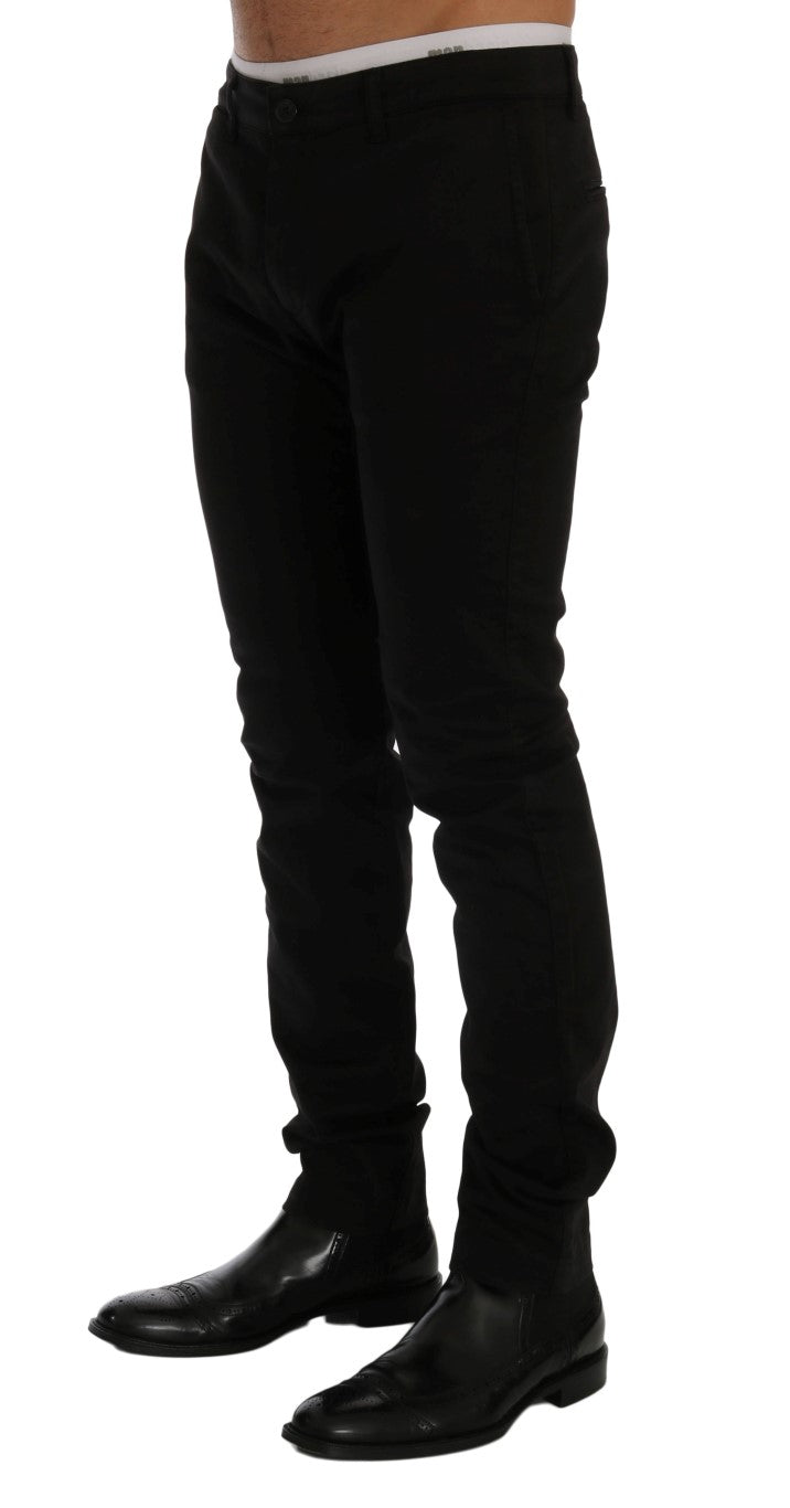 GF Ferre Elegante Slim Fit-Hose aus schwarzer Baumwolle
