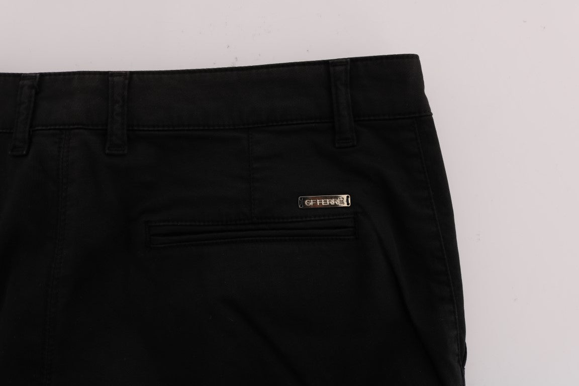 GF Ferre Elegante Slim Fit-Hose aus schwarzer Baumwolle