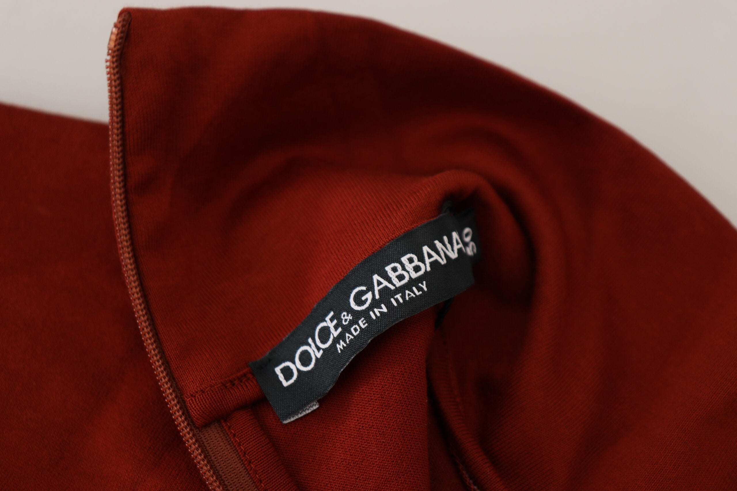 Pulover elegant cu fermoar și guler maro Dolce & Gabbana