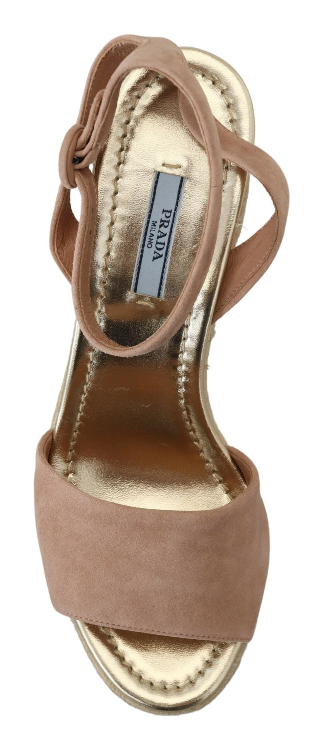 Sandale elegante Prada din piele întoarsă cu bareta la gleznă