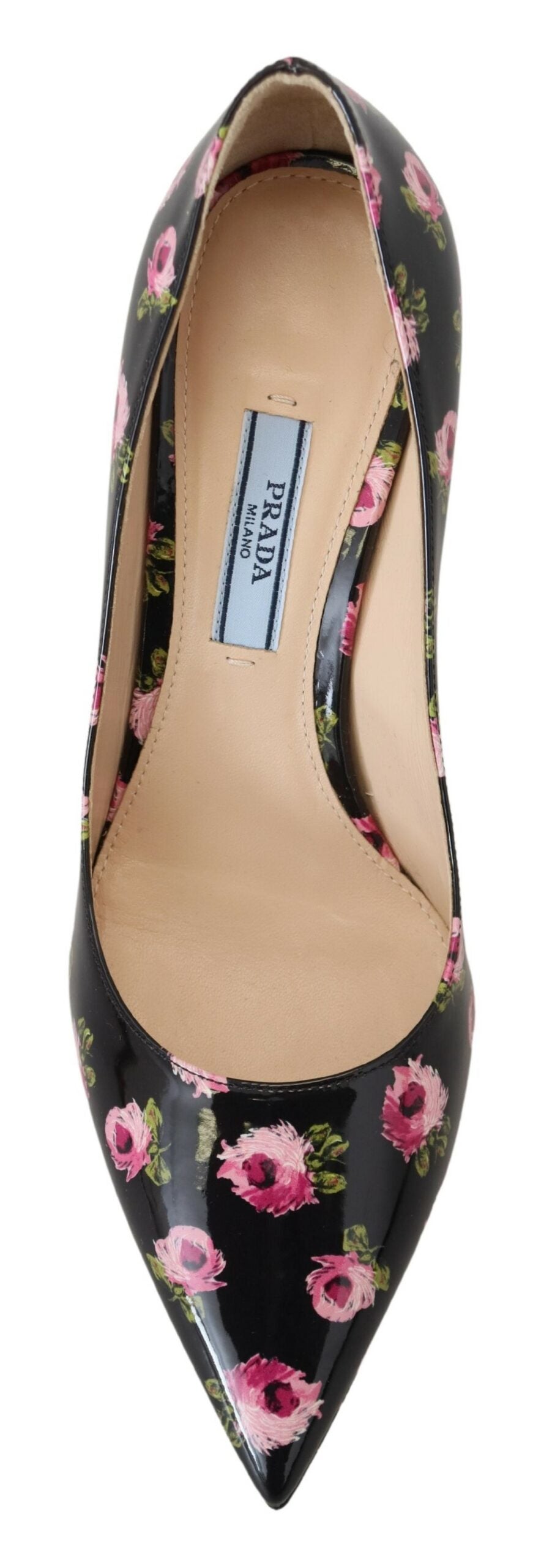 Prada Elegante Pumps aus Leder mit Blumenmuster