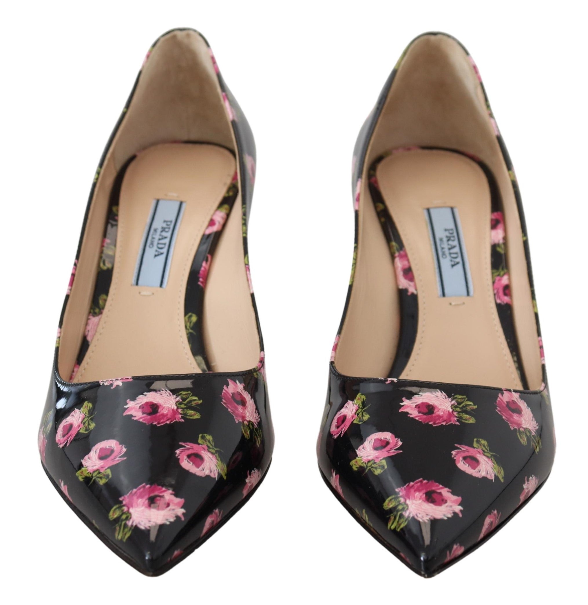 Prada Elegante Pumps aus Leder mit Blumenmuster