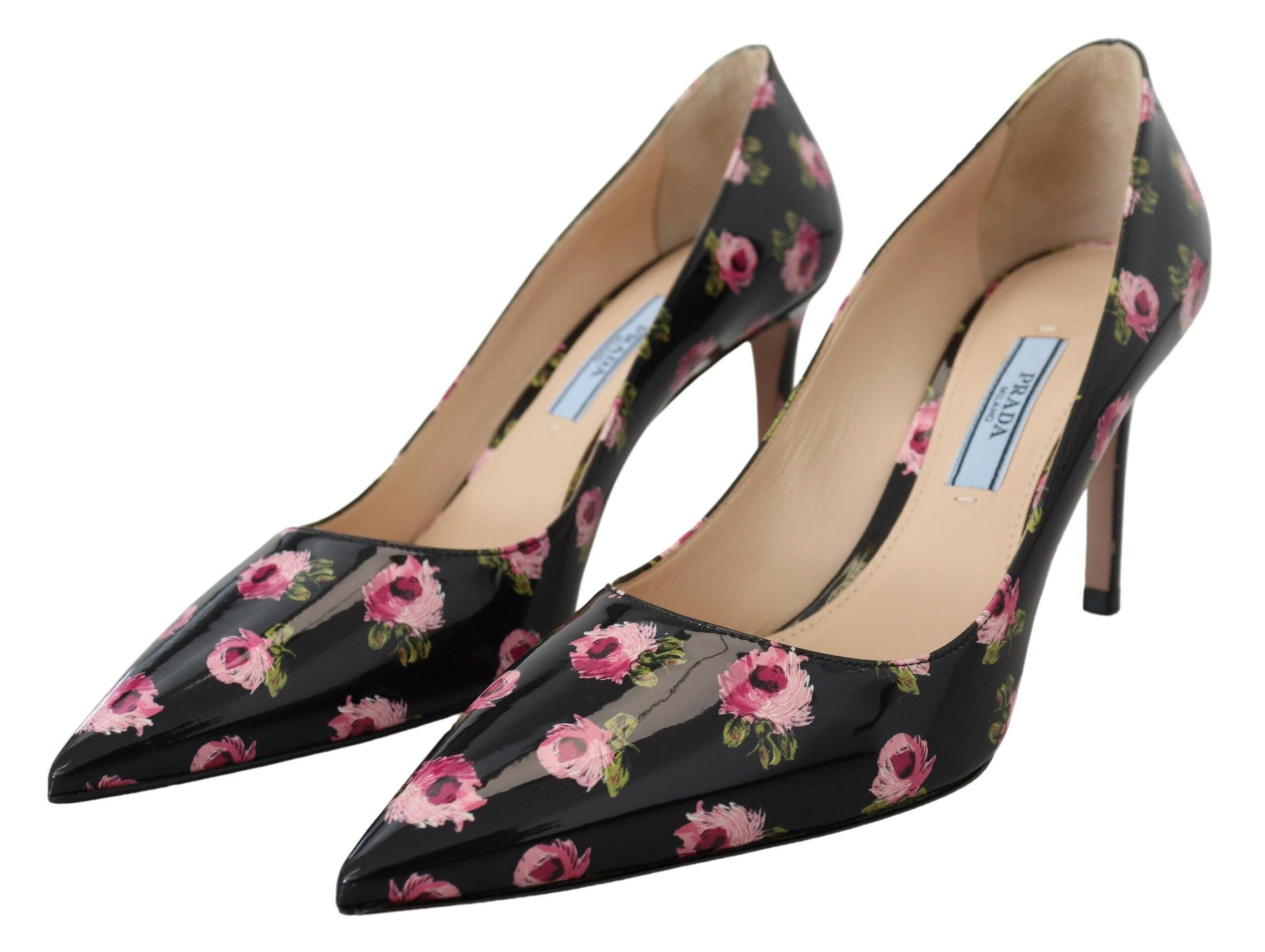 Prada Elegante Pumps aus Leder mit Blumenmuster