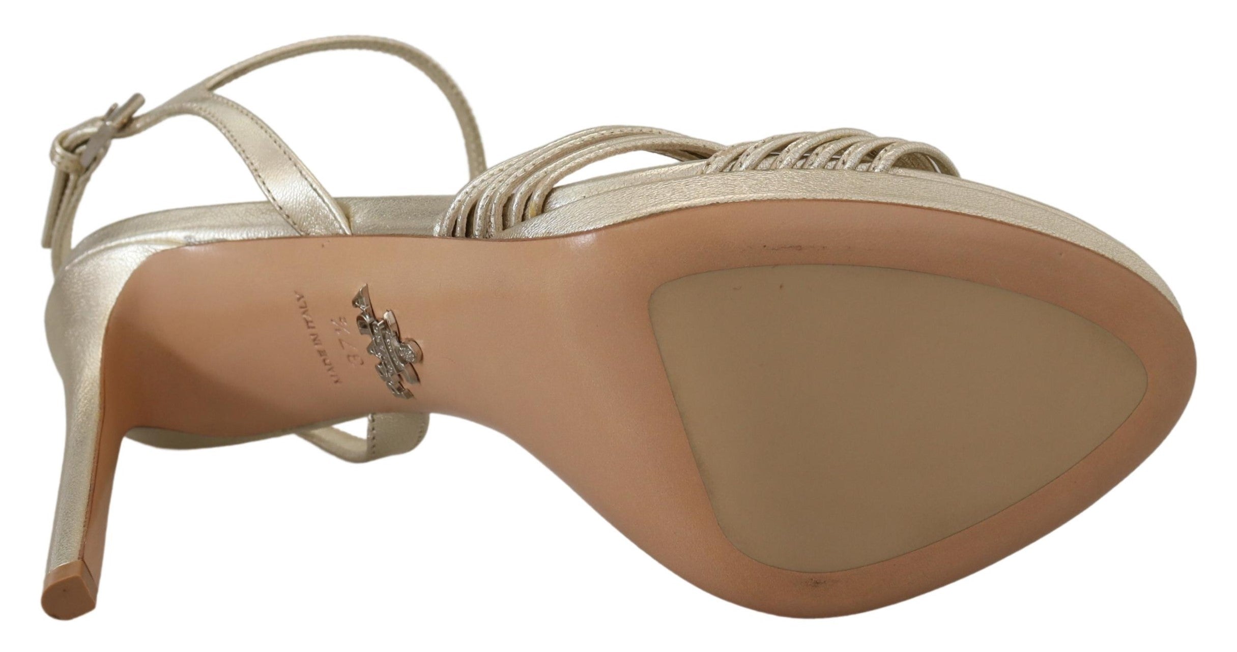 Sandale Prada elegante cu toc stiletto auriu