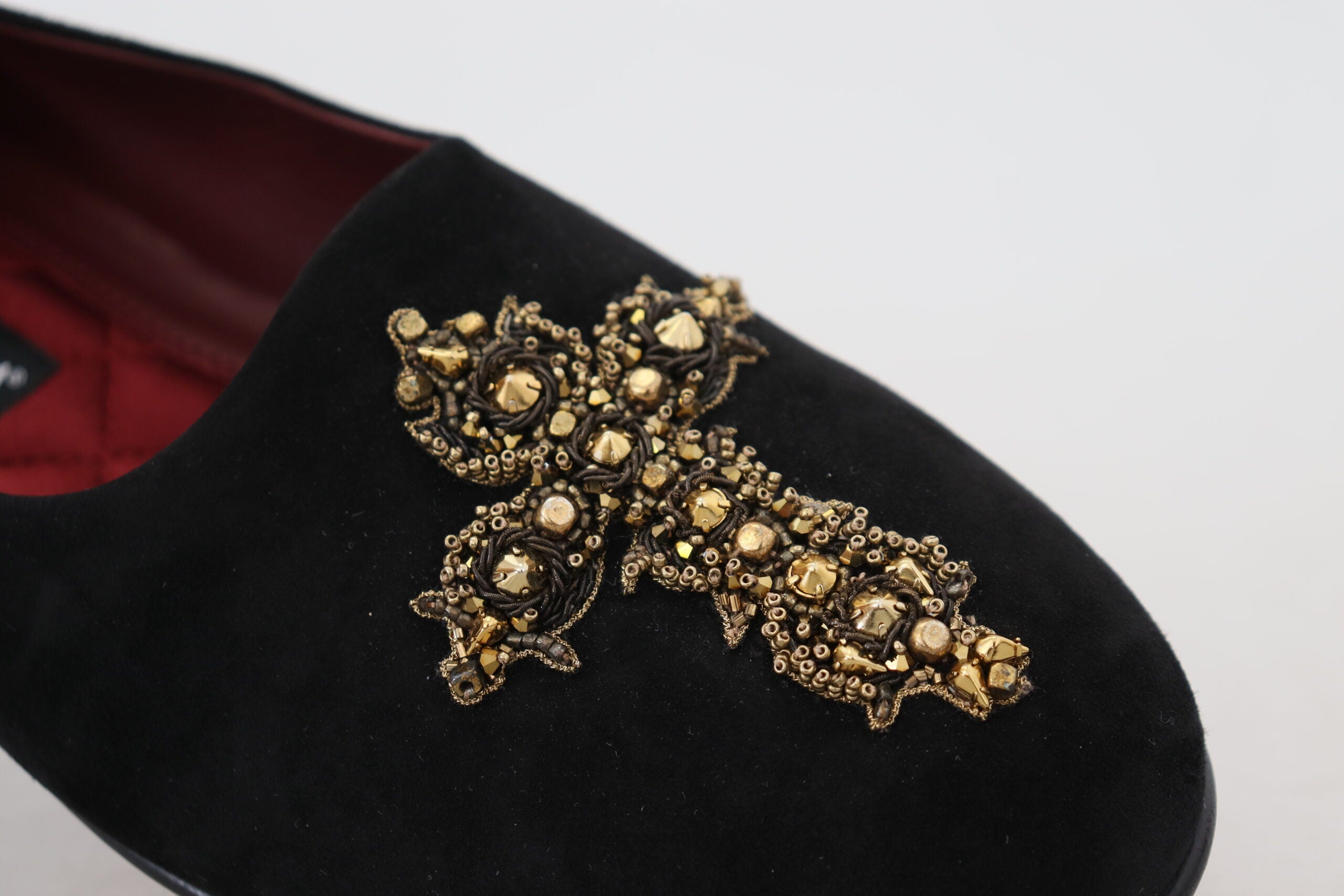 Dolce & Gabbana – Loafer mit Kristall-Pailletten in Schwarz und Gold