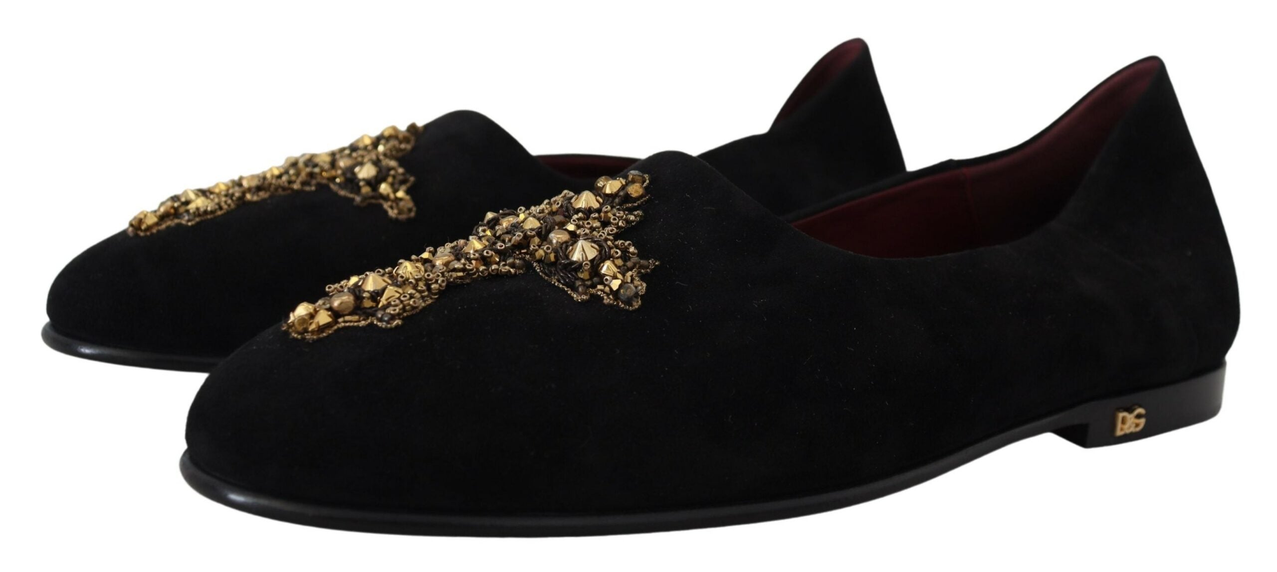 Dolce & Gabbana – Loafer mit Kristall-Pailletten in Schwarz und Gold