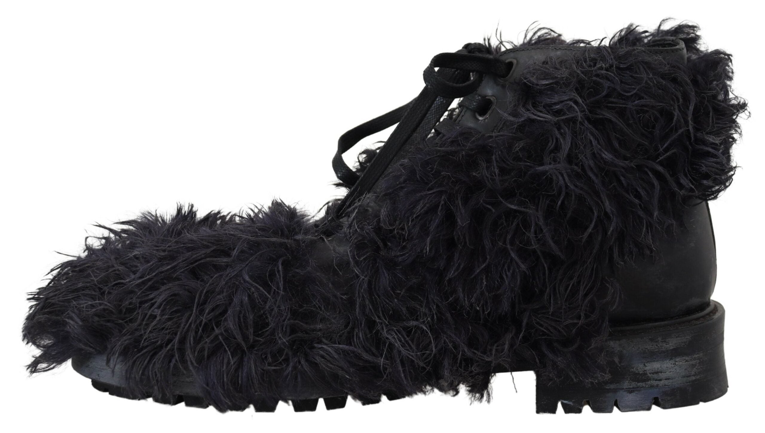 Dolce & Gabbana – Schwarze Lammfell-Stiefeletten aus Leder