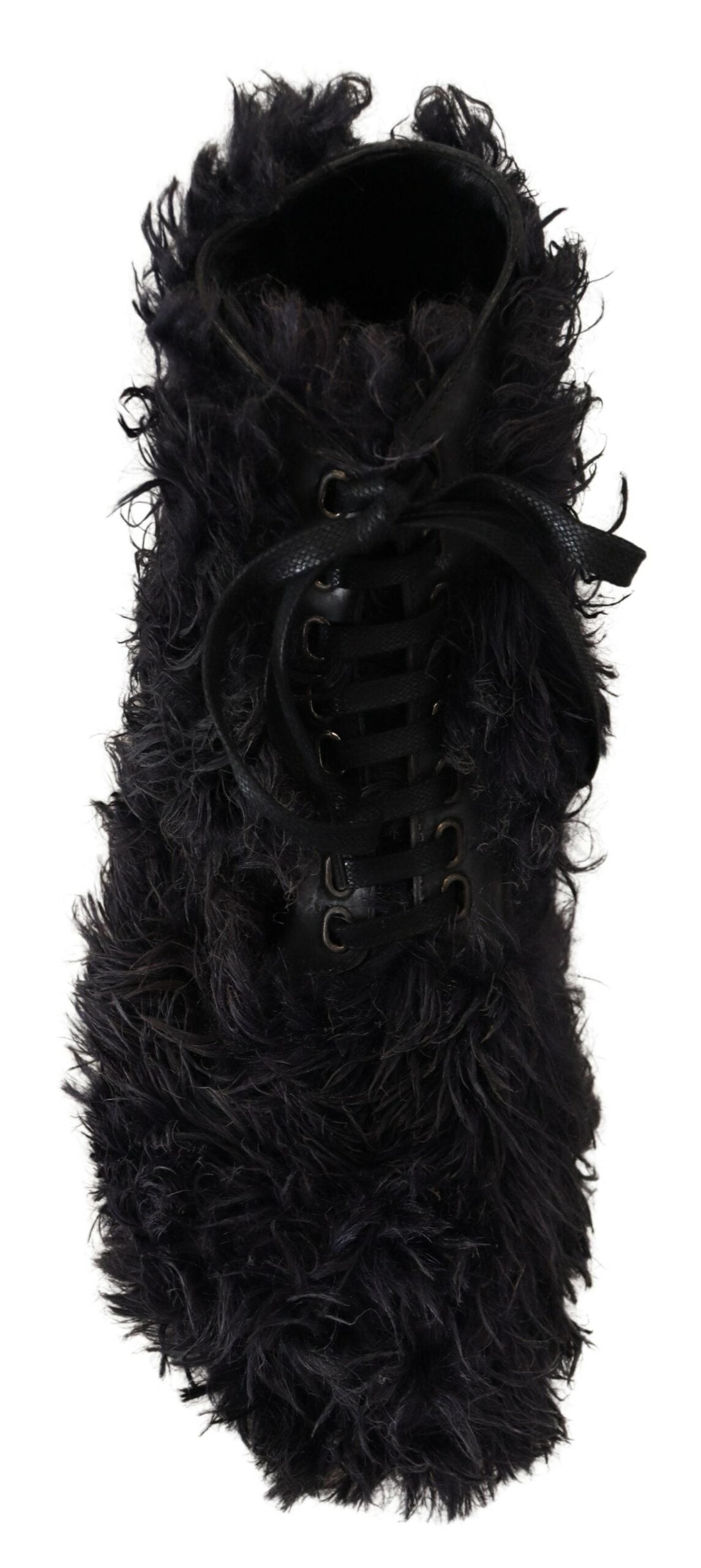 Dolce & Gabbana – Schwarze Lammfell-Stiefeletten aus Leder