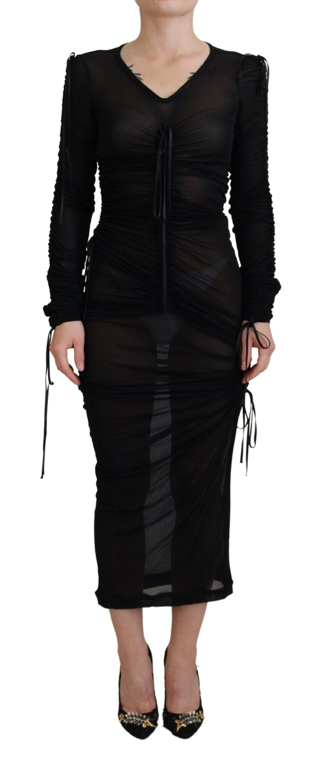 Rochie Dolce & Gabbana elegantă, neagră, din amestec de mătase
