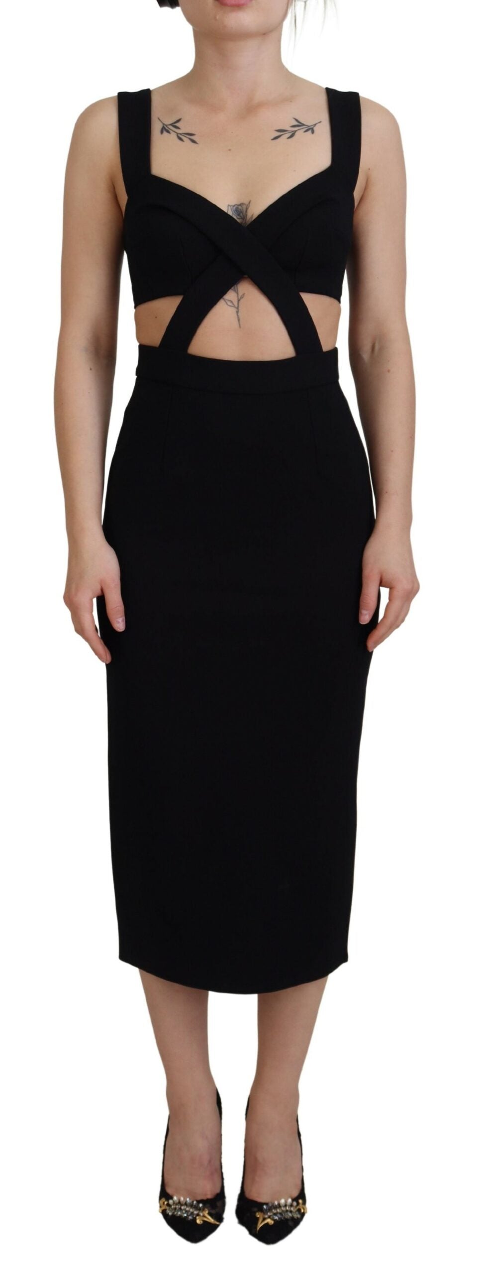 Rochie midi elegantă neagră Dolce & Gabbana