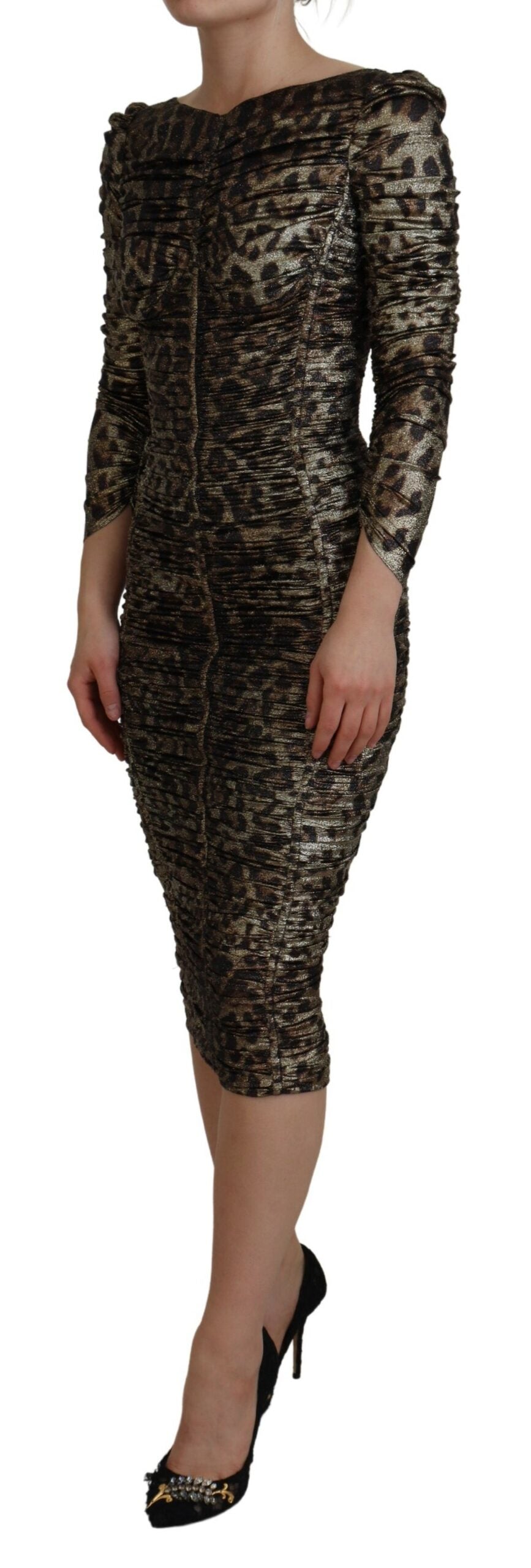 Dolce & Gabbana – Elegantes, figurbetontes Midikleid mit Leopardenmuster
