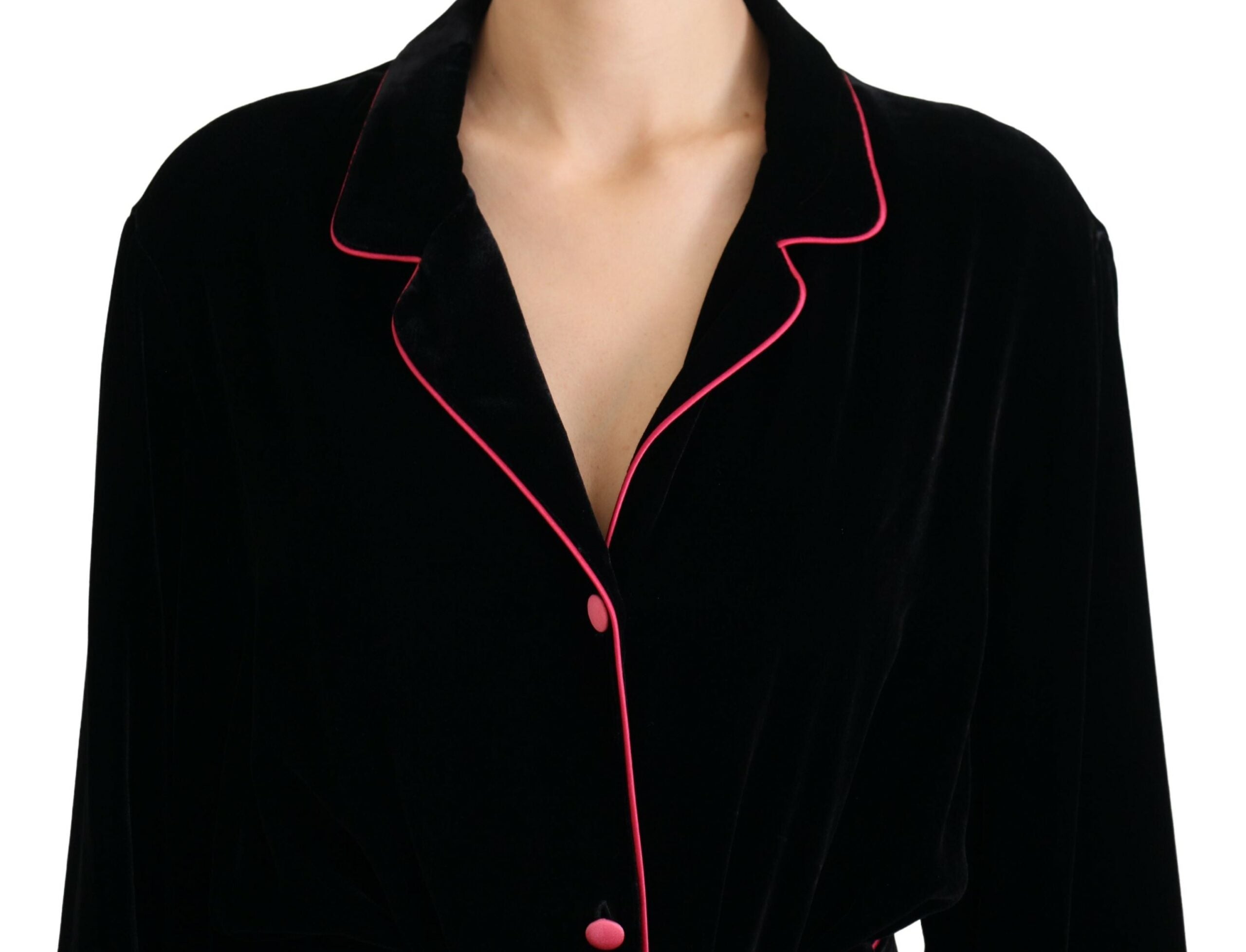 Dolce & Gabbana Elegante schwarze Jacke aus Seidenmischung mit Taillengürtel