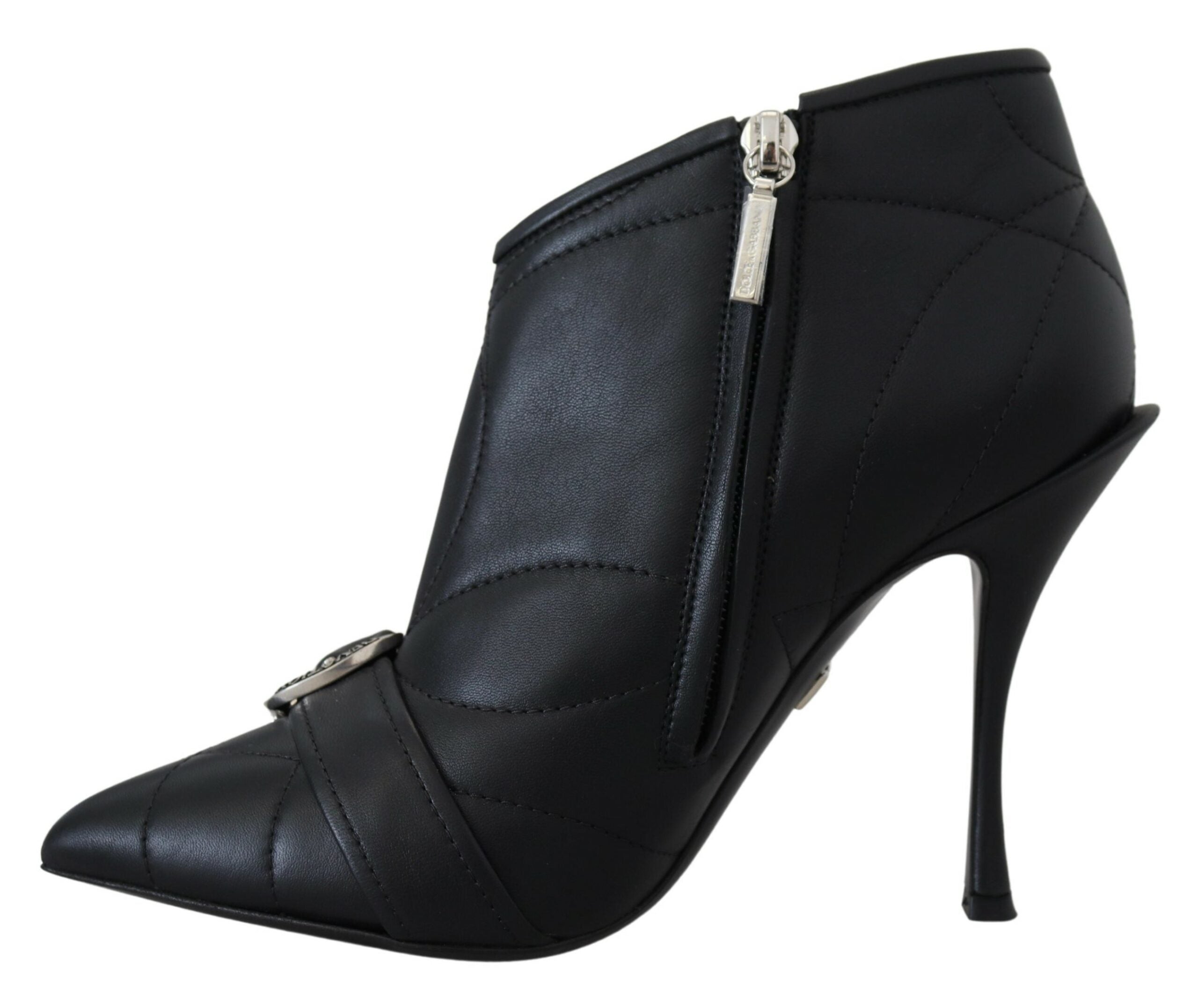 Dolce & Gabbana Elegante schwarze gesteppte Lederstiefeletten