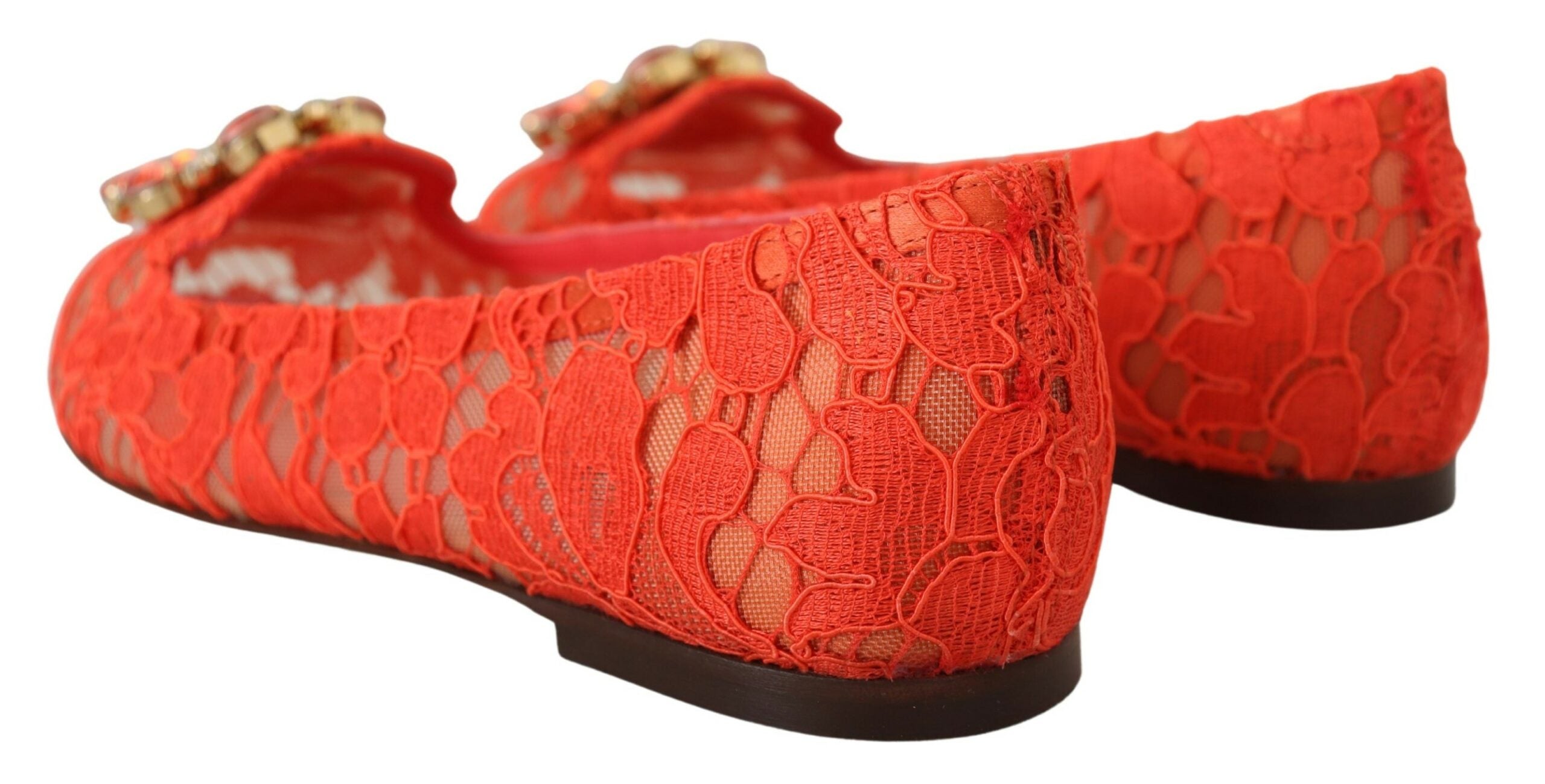 Dolce & Gabbana – Elegante Vally-Ballerinas aus Spitze in Korallenrot