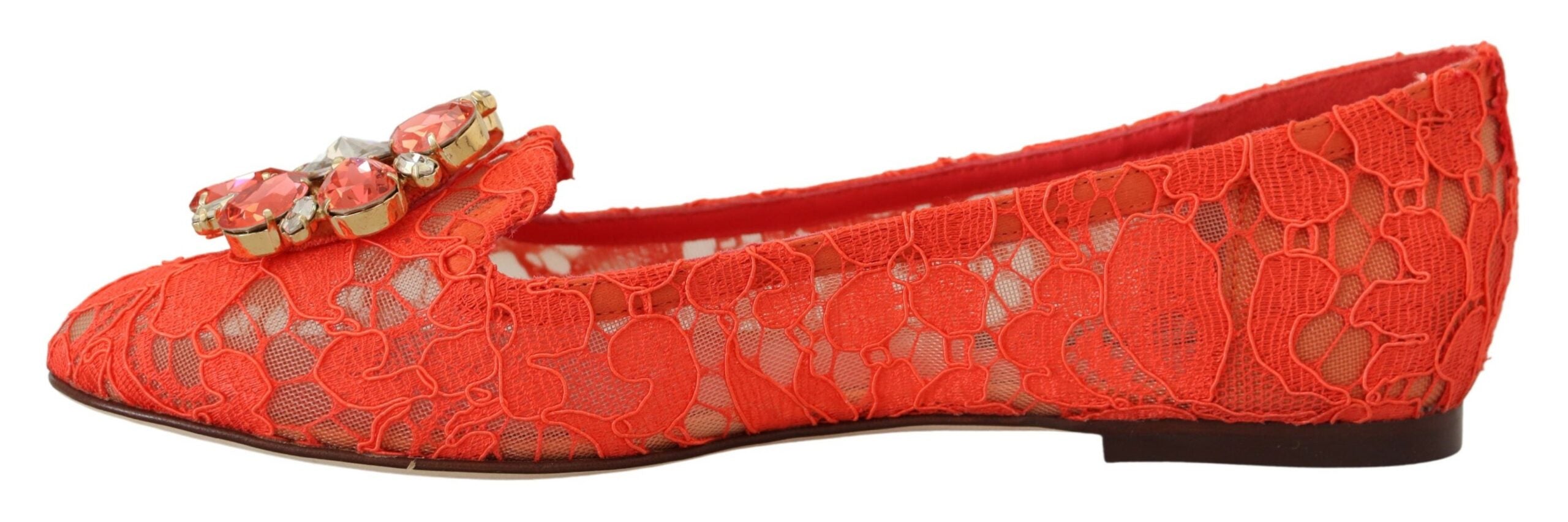 Dolce & Gabbana – Elegante Vally-Ballerinas aus Spitze in Korallenrot