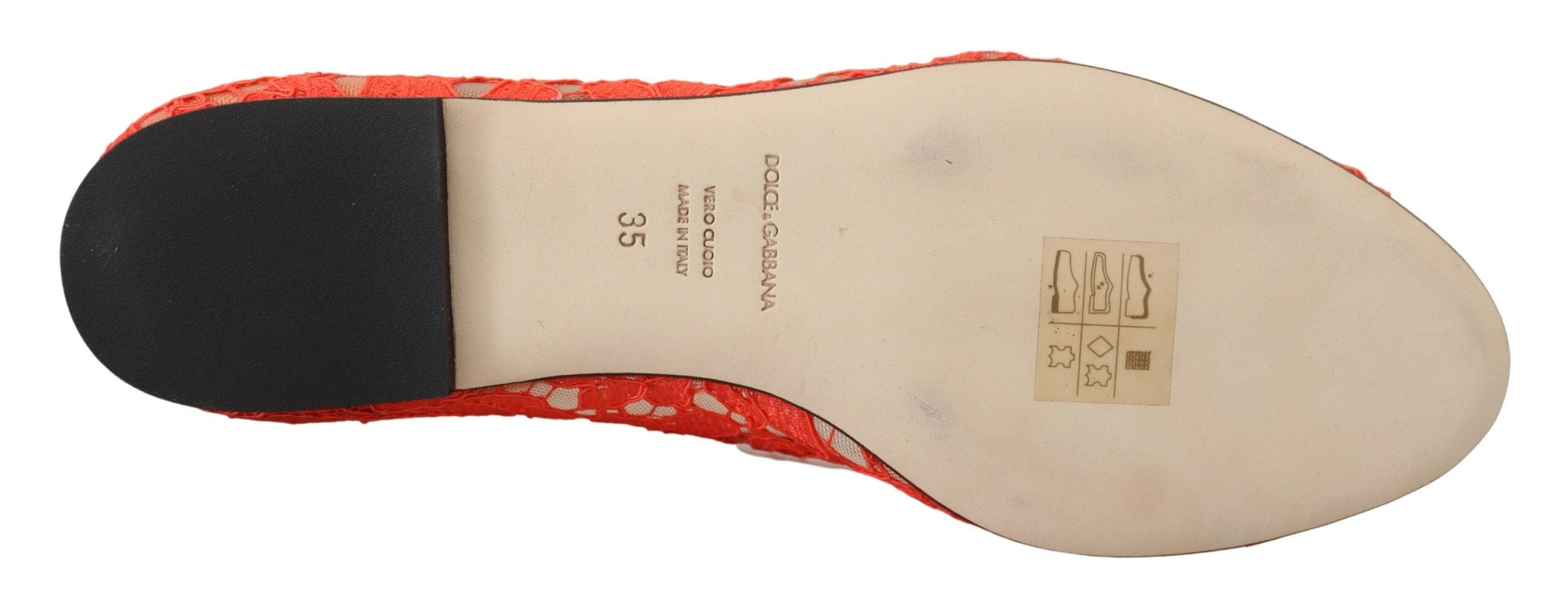 Dolce & Gabbana – Elegante Vally-Ballerinas aus Spitze in Korallenrot