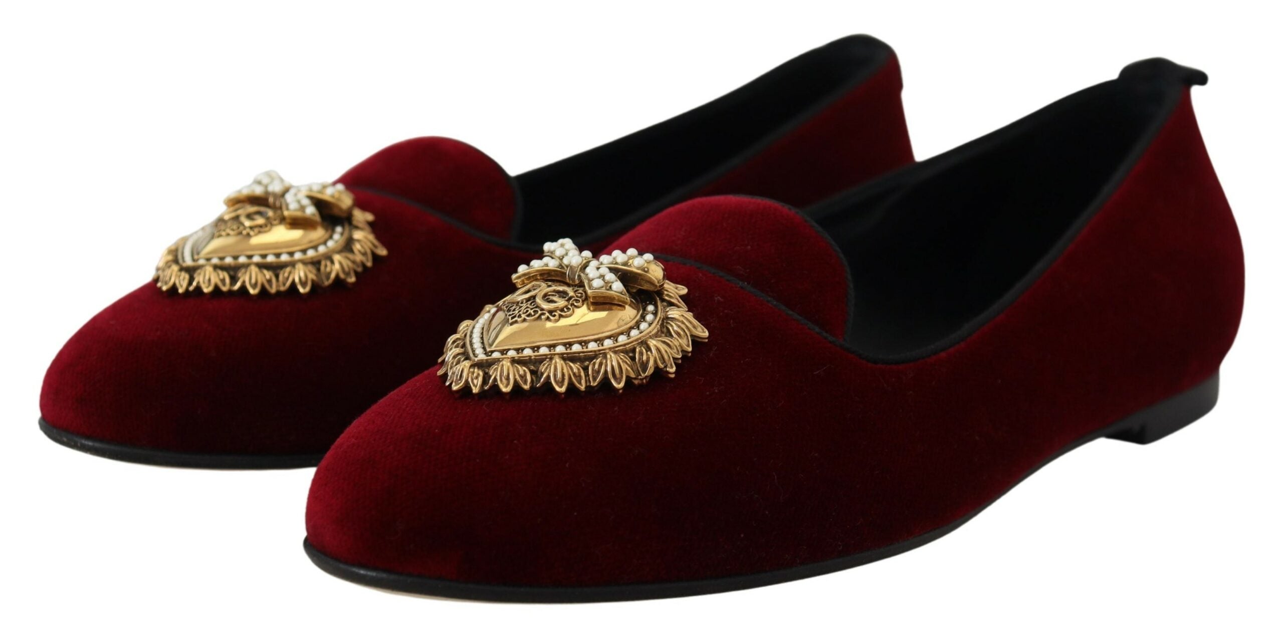 Dolce & Gabbana Bordeauxfarbene Samt-Loafer „Devotion“