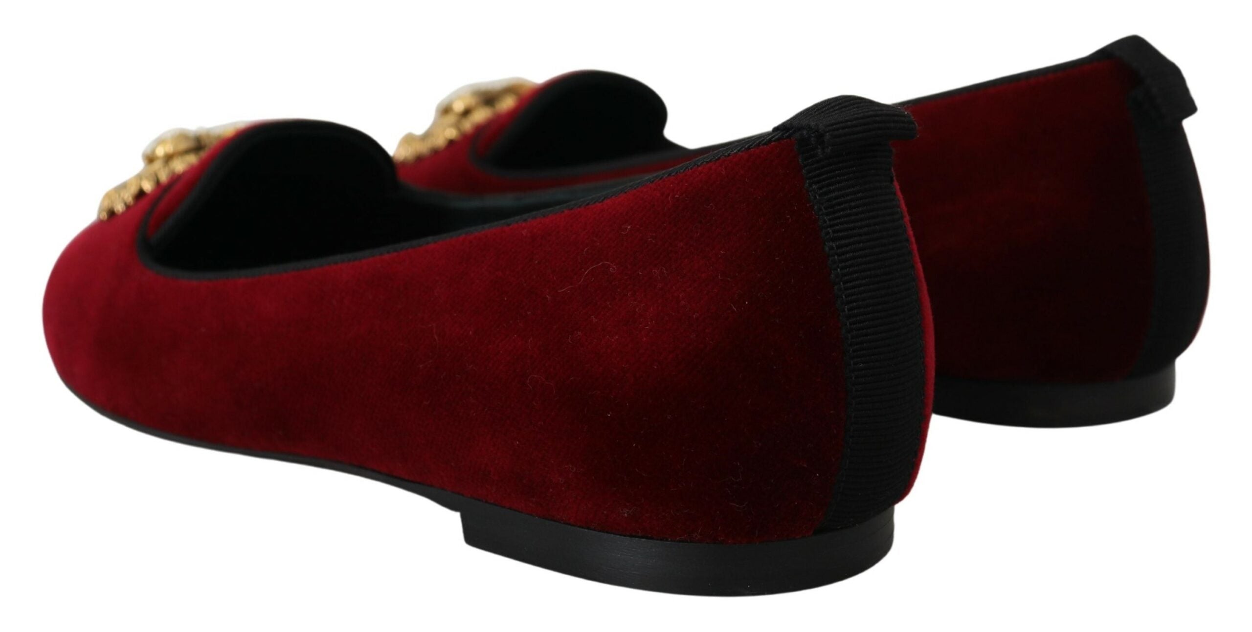 Dolce & Gabbana Bordeauxfarbene Samt-Loafer „Devotion“