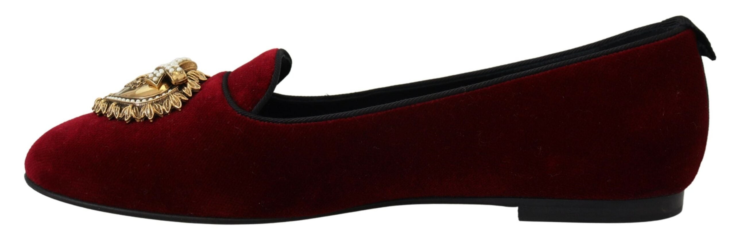 Dolce & Gabbana Bordeauxfarbene Samt-Loafer „Devotion“
