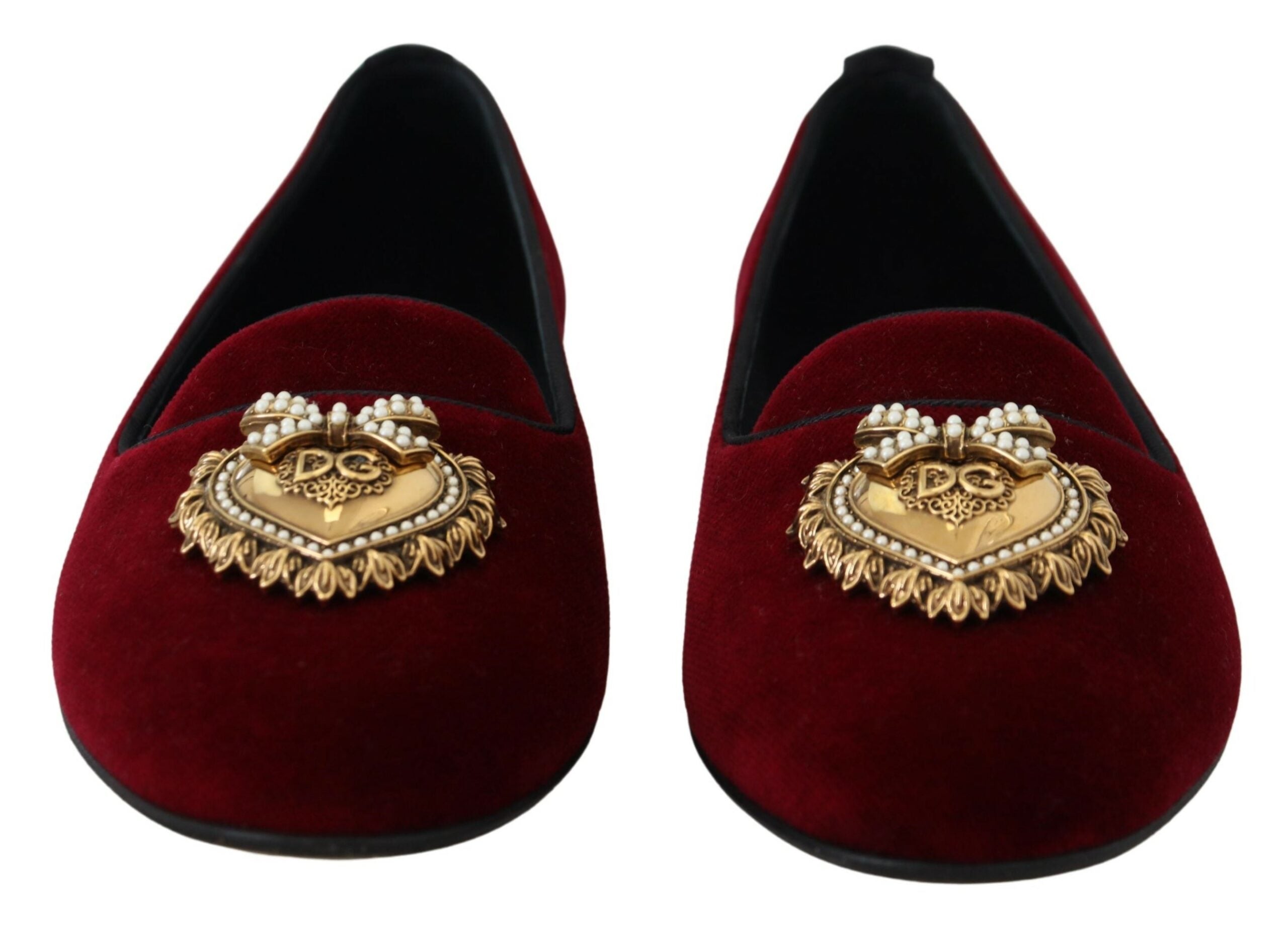 Dolce & Gabbana Bordeauxfarbene Samt-Loafer „Devotion“