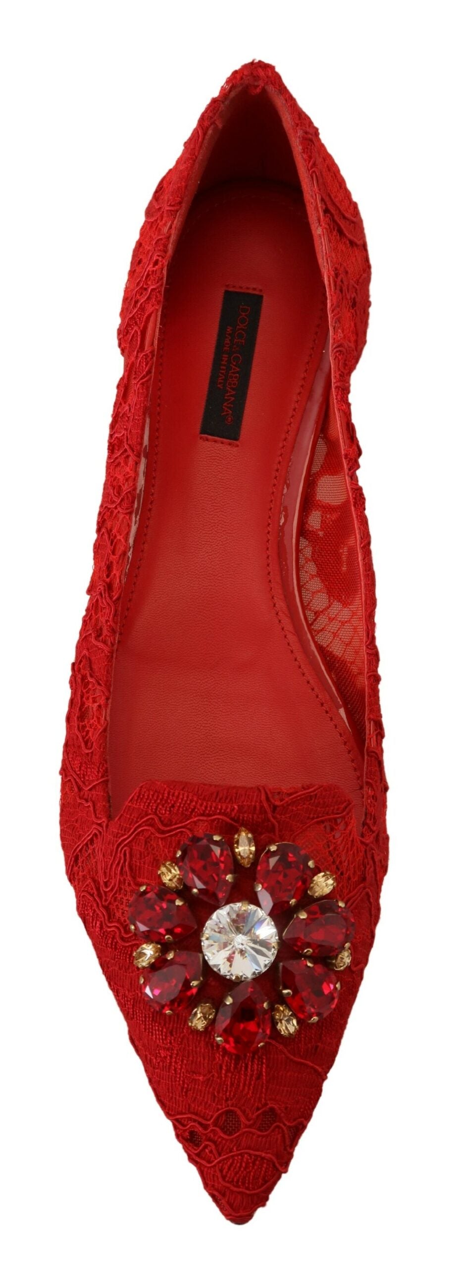 Dolce & Gabbana Rote Ballerinas mit Kristallverzierung