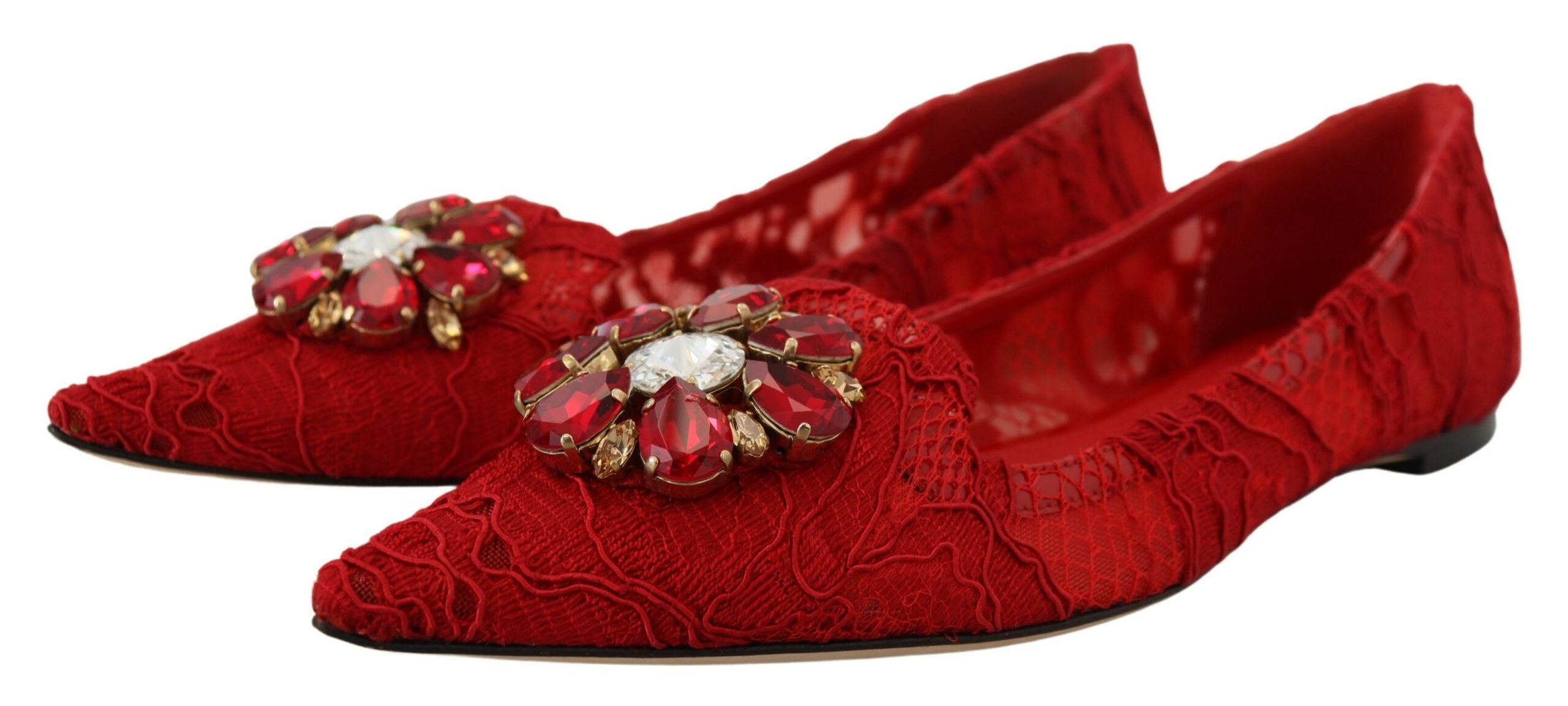 Dolce & Gabbana Balerini roșii cu cristale