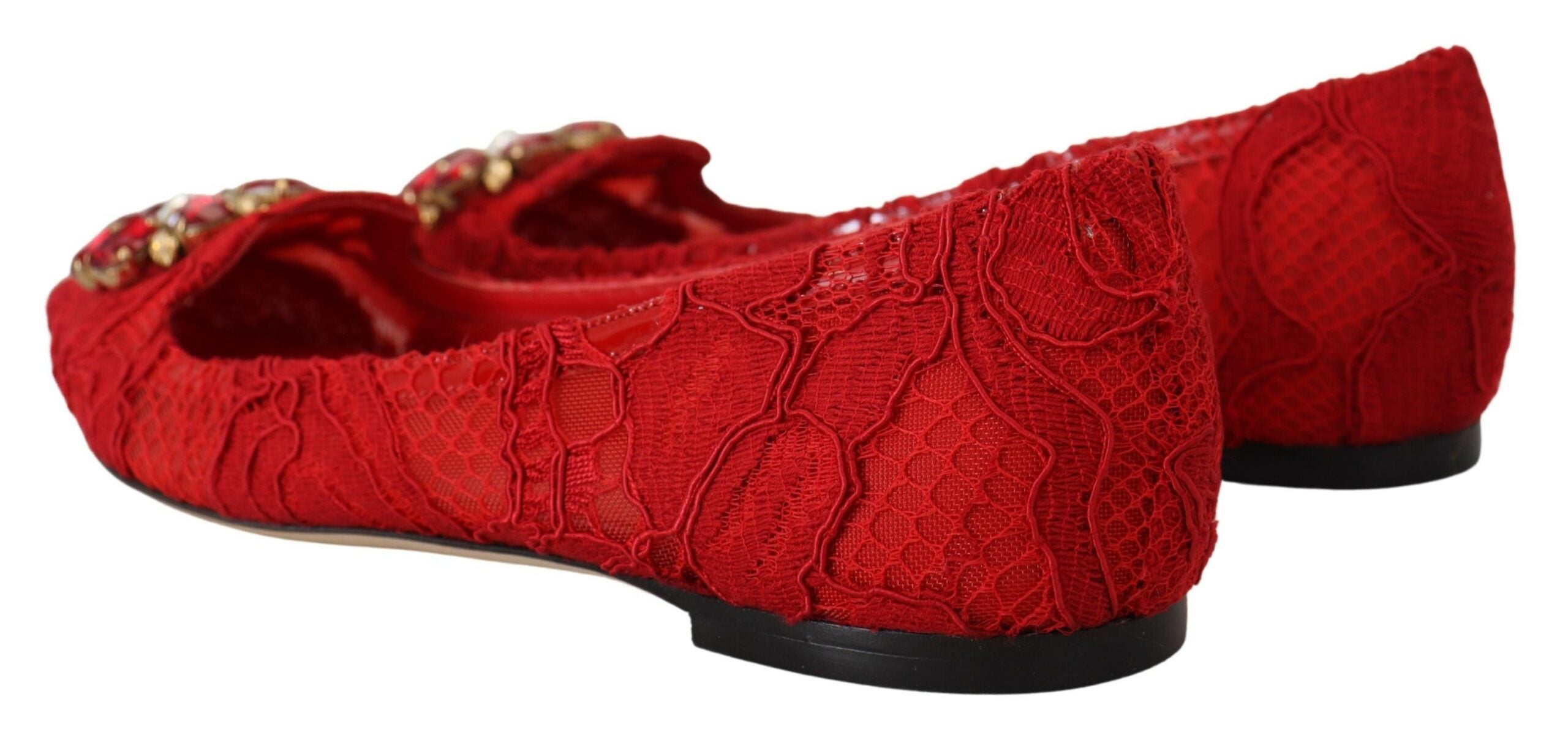 Dolce & Gabbana Rote Ballerinas mit Kristallverzierung