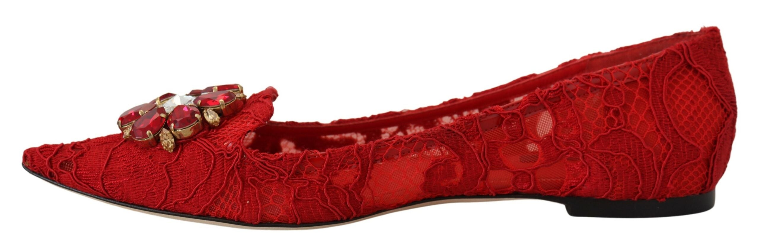Dolce & Gabbana Rote Ballerinas mit Kristallverzierung