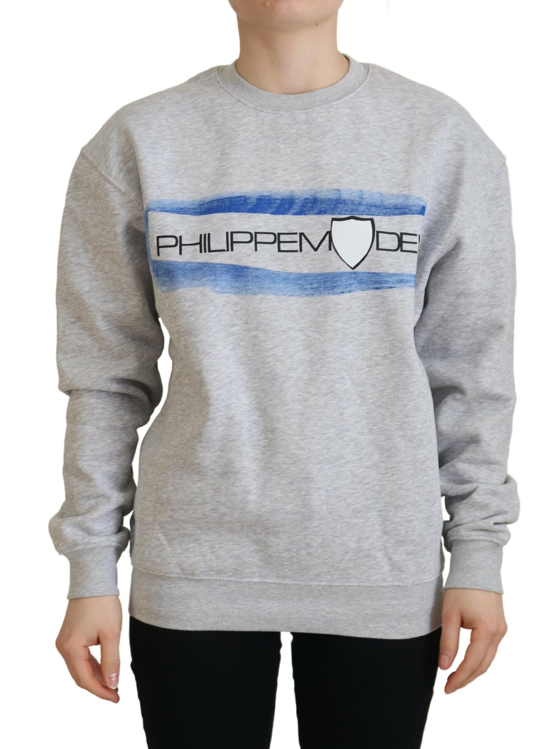 Philippe Model Eleganter grauer bedruckter Baumwollpullover