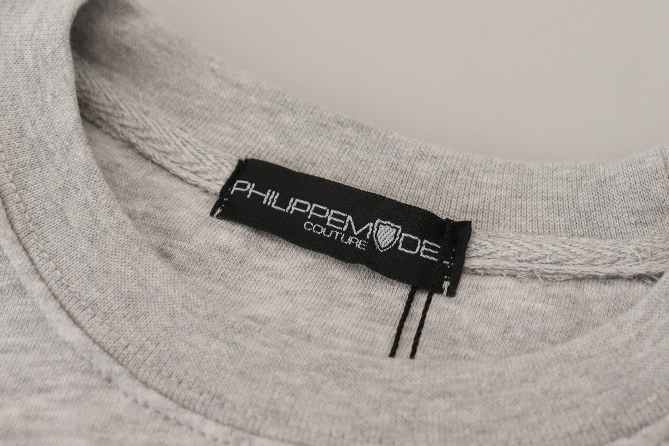 Philippe Model Eleganter grauer bedruckter Baumwollpullover