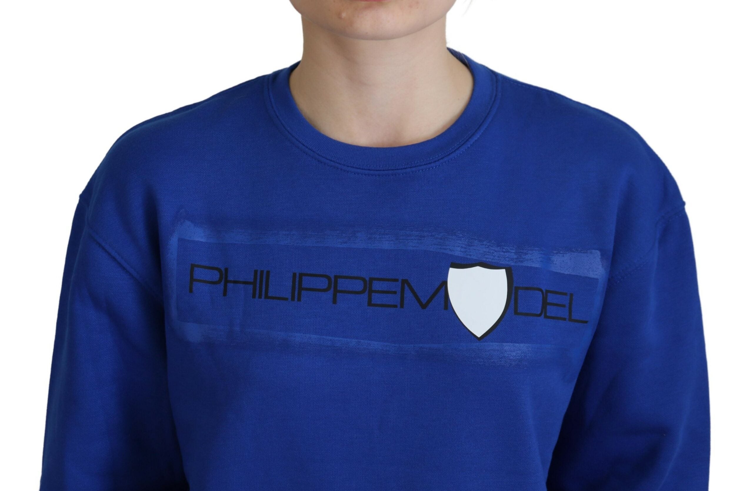 Philippe Model Chic Blau bedruckter Langarmpullover