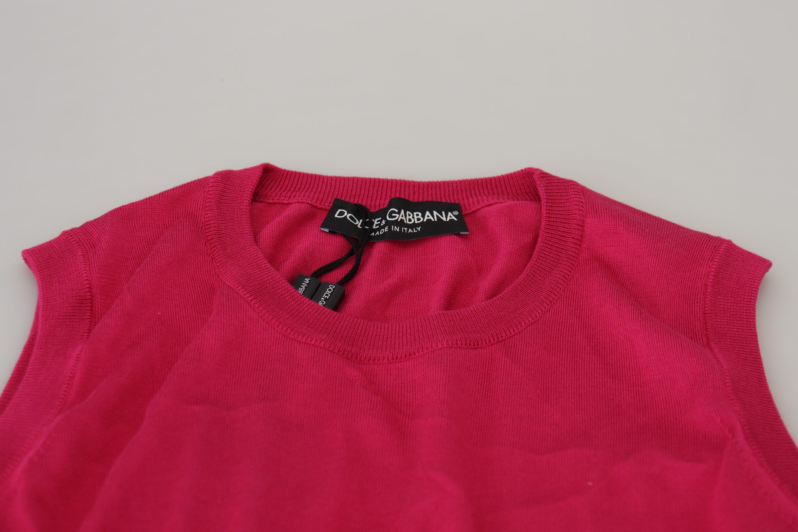 Dolce & Gabbana Pink Silk Vest Pullover Crewneck Tank Top