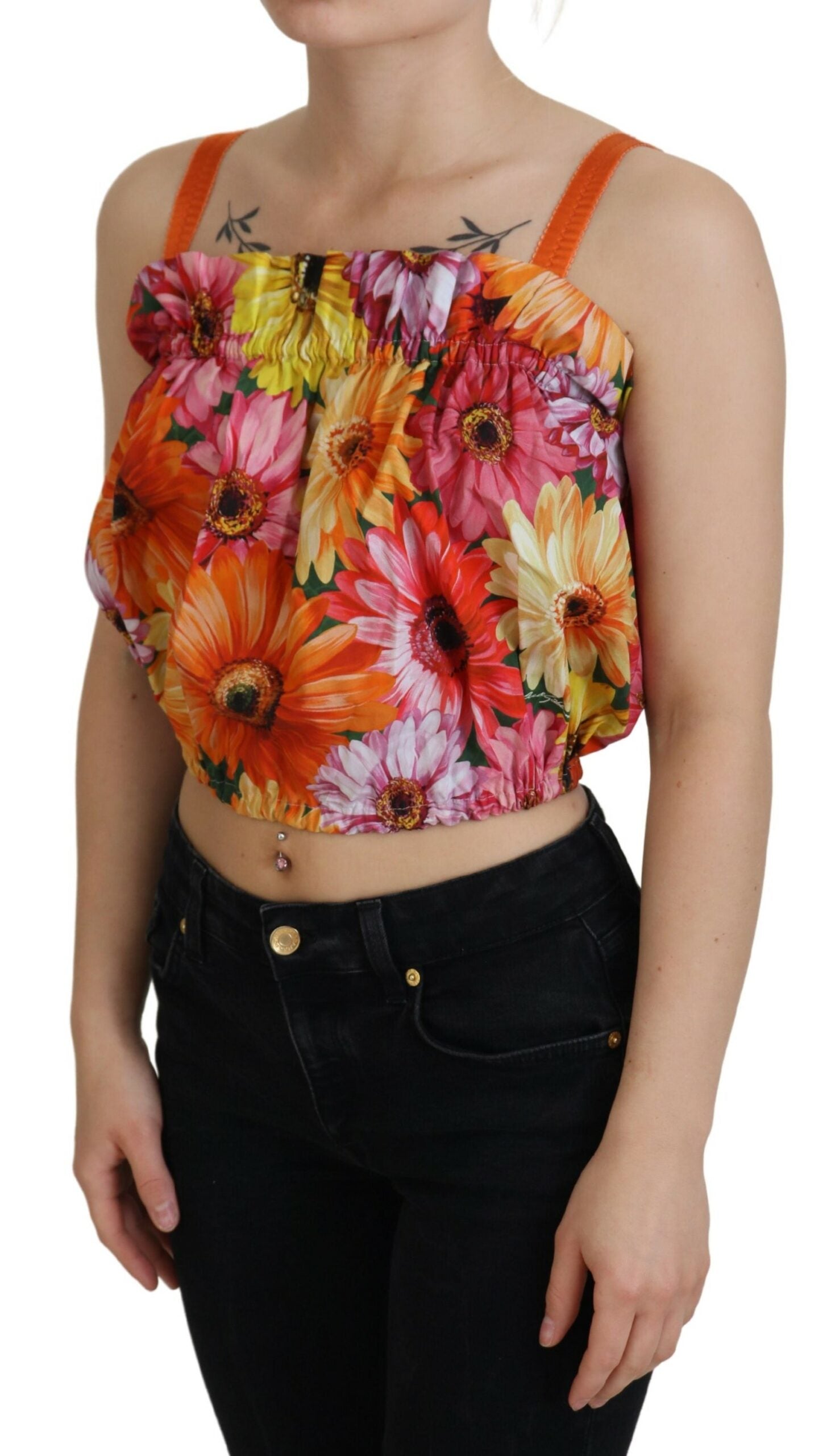 Dolce & Gabbana – Ärmelloses, kurzes Oberteil mit floraler Eleganz