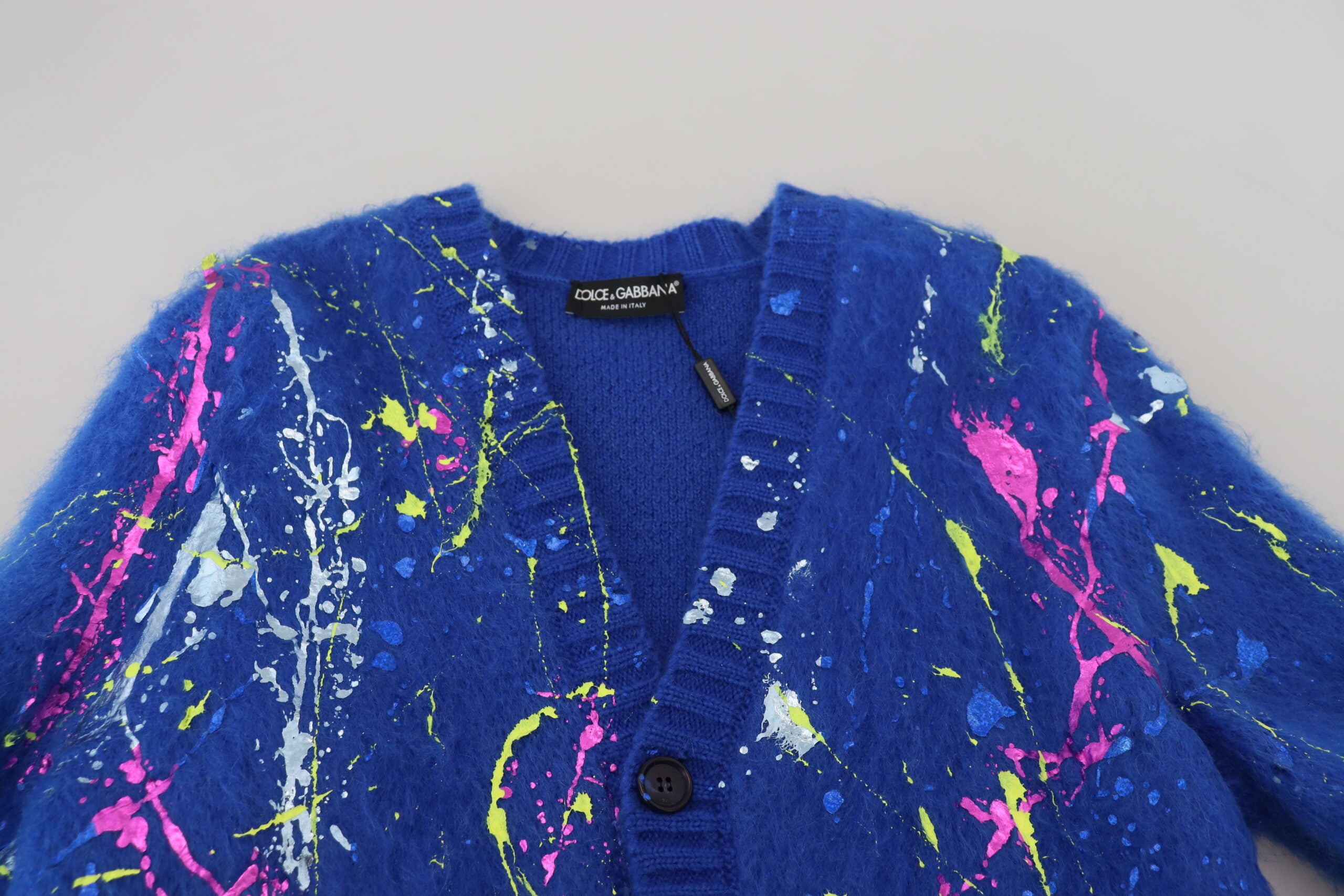 Dolce & Gabbana Eleganter mehrfarbiger Mohair-Cardigan mit Spritzern