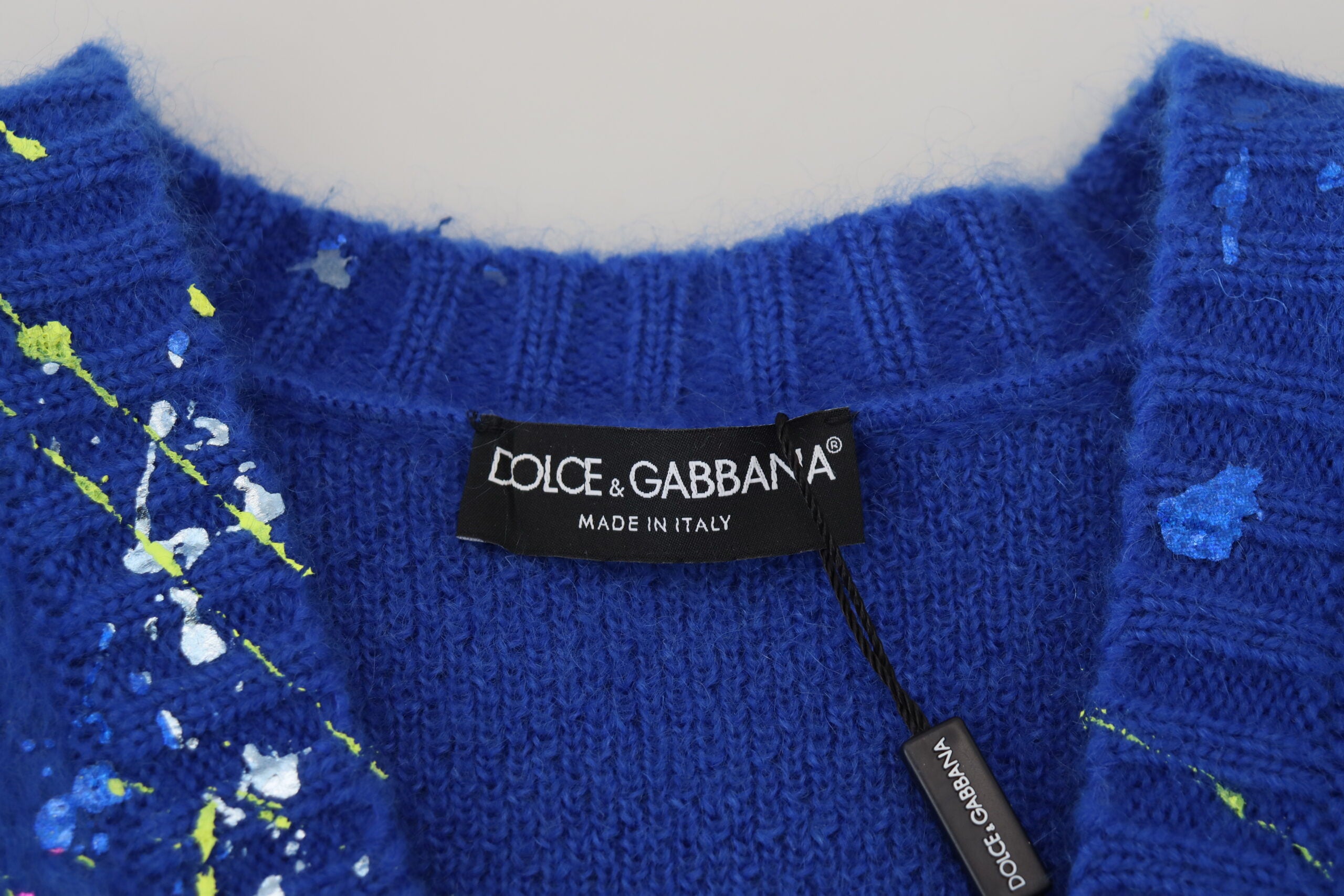 Dolce & Gabbana Eleganter mehrfarbiger Mohair-Cardigan mit Spritzern