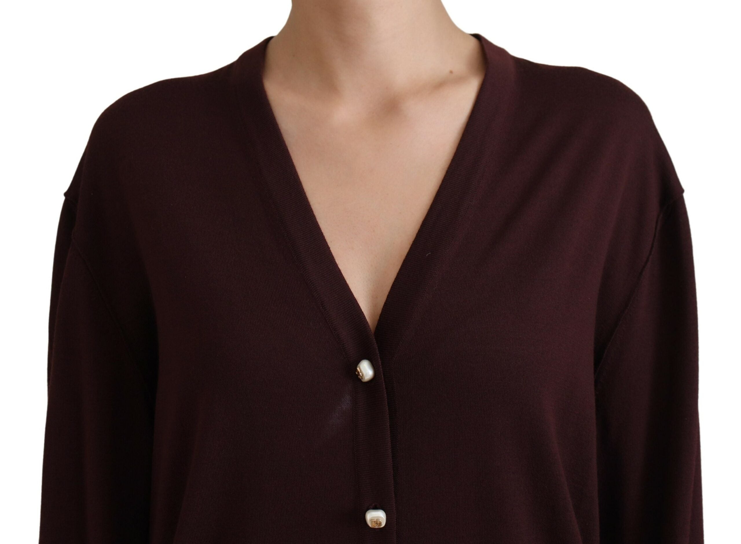 Dolce & Gabbana Schicke kastanienbraune Wolljacke mit V-Ausschnitt