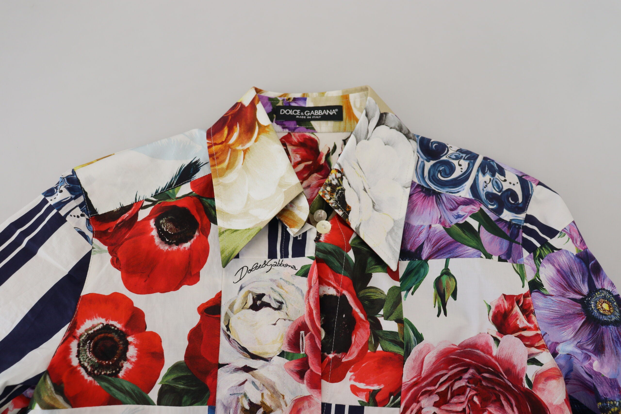 Dolce & Gabbana Elegantes Langarm-Oberteil aus Baumwolle mit Blumenmuster