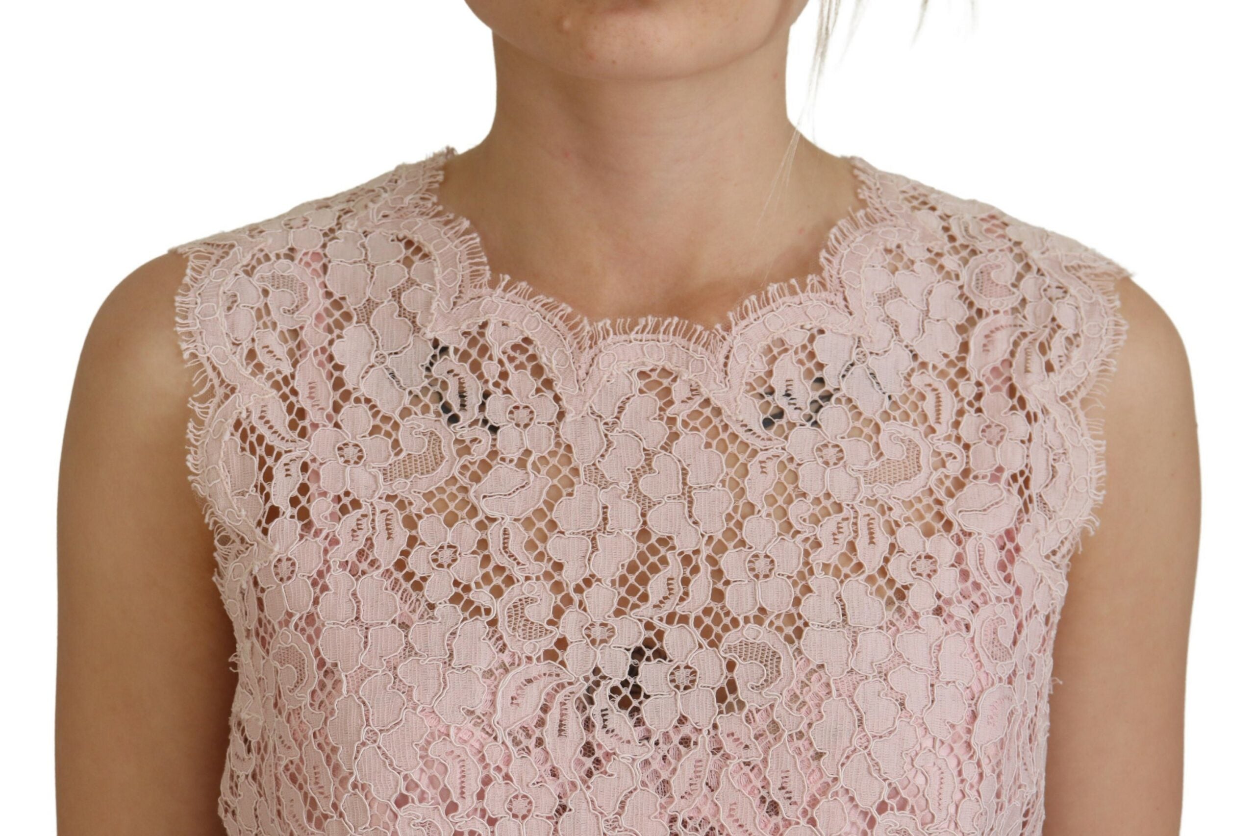 Dolce & Gabbana – Elegante, ärmellose Bluse aus transparenter Spitze in Pink