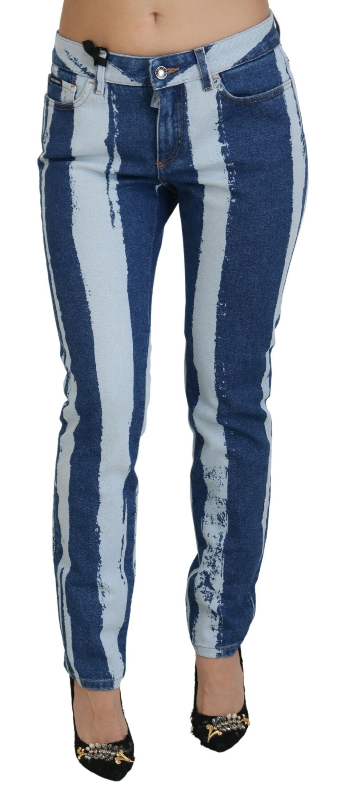Dolce & Gabbana – Elegante, gestreifte Slim-Fit-Jeans aus Italien