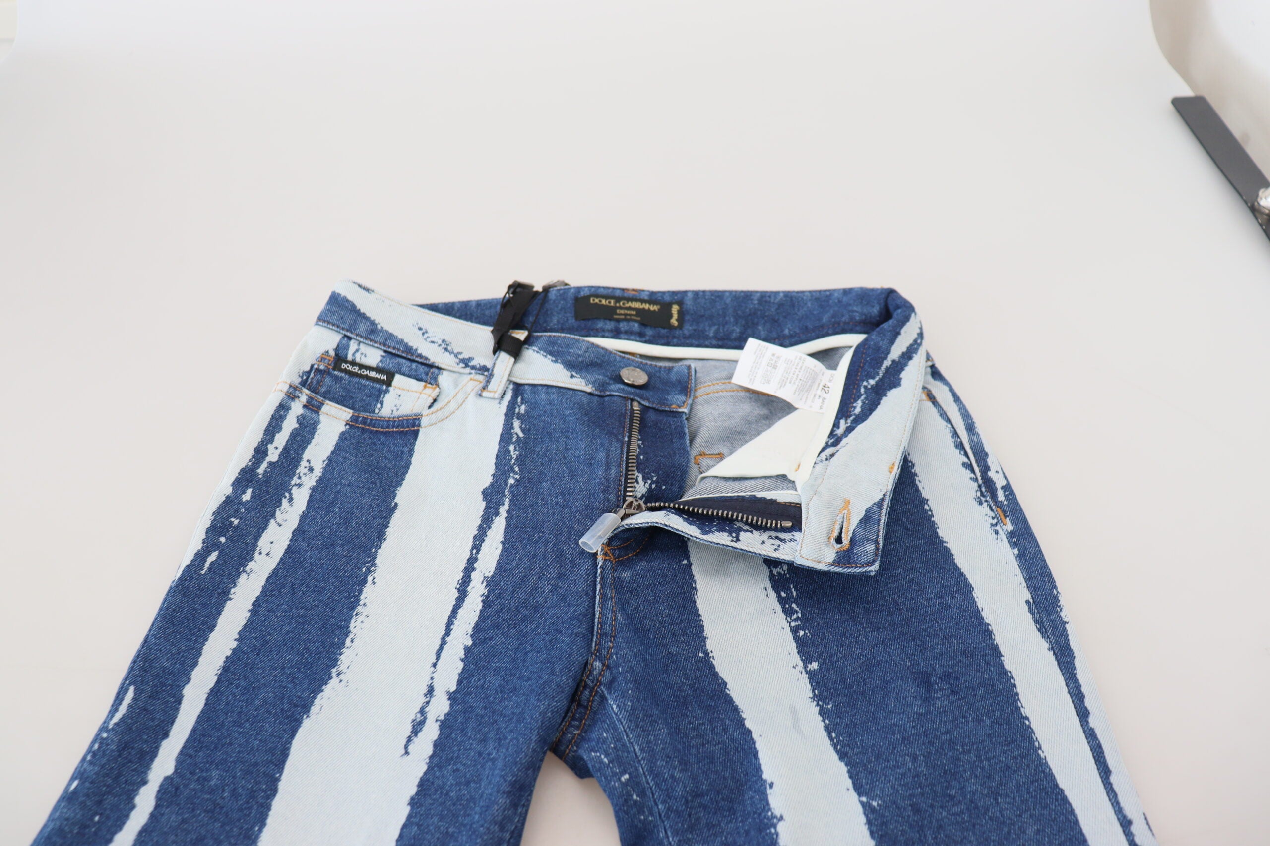 Dolce & Gabbana – Elegante, gestreifte Slim-Fit-Jeans aus Italien