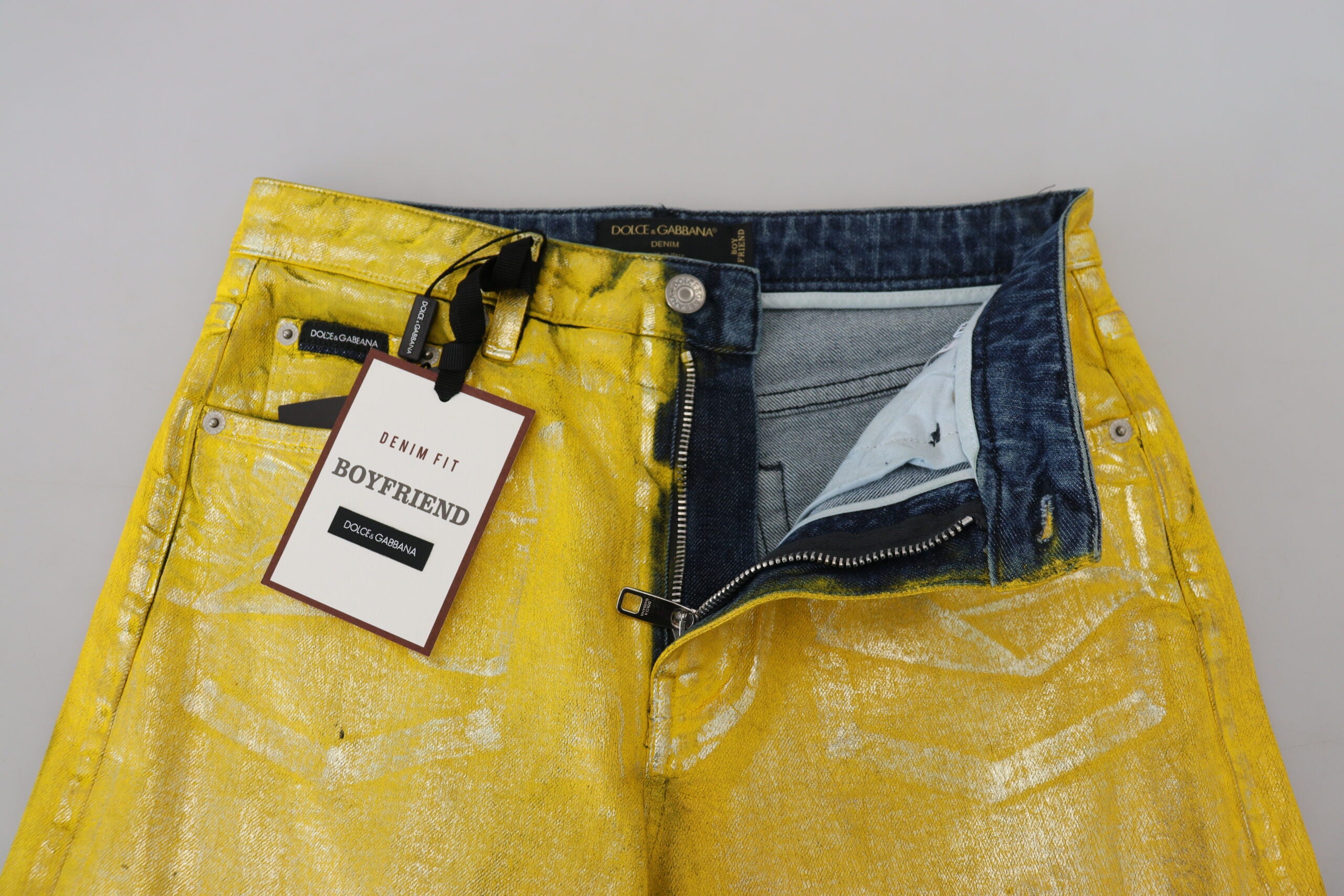 Dolce & Gabbana – Schicke, gerade Jeans mit hoher Taille in leuchtendem Gelb