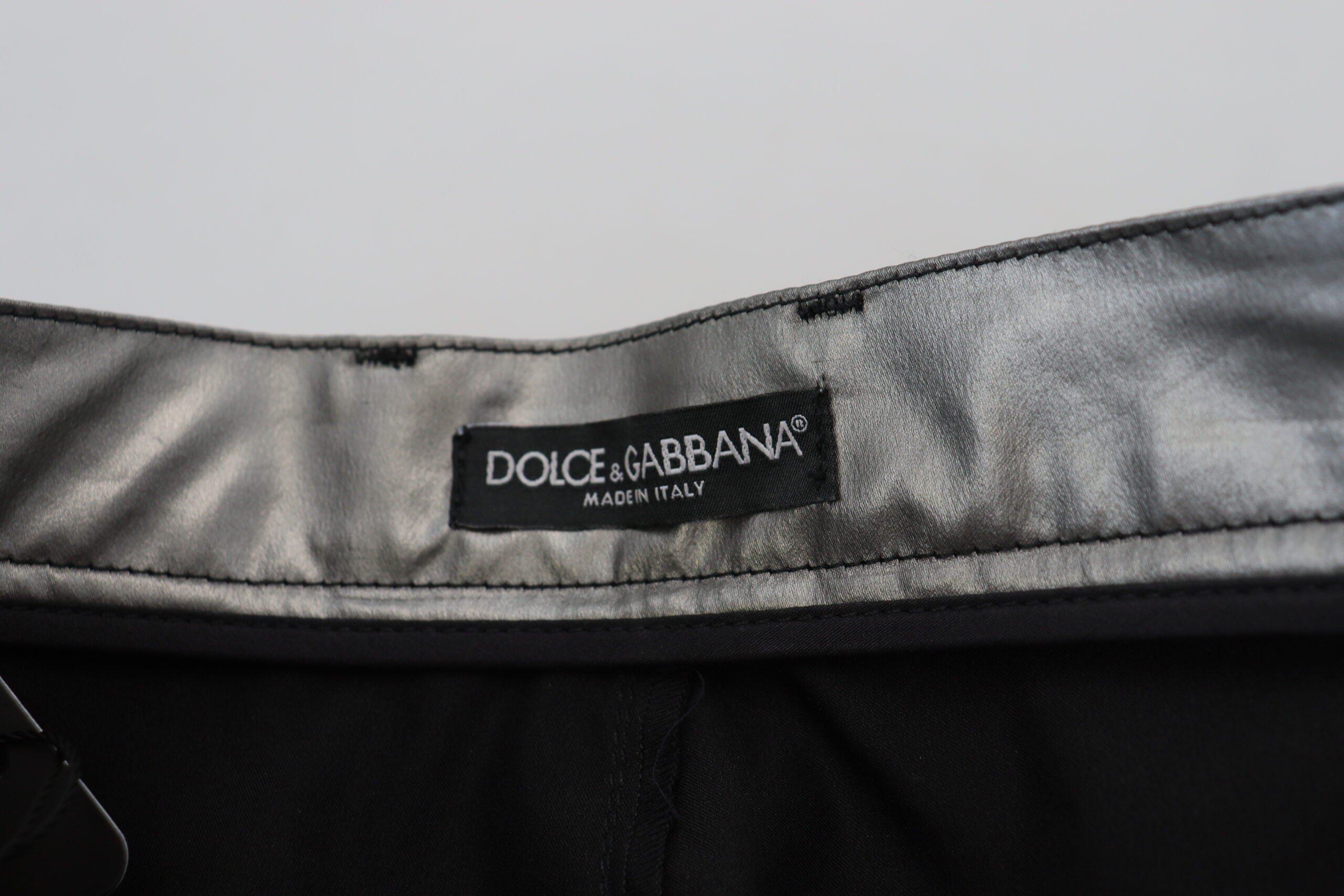 Dolce & Gabbana Pantaloni skinny eleganți cu talie înaltă, argintii