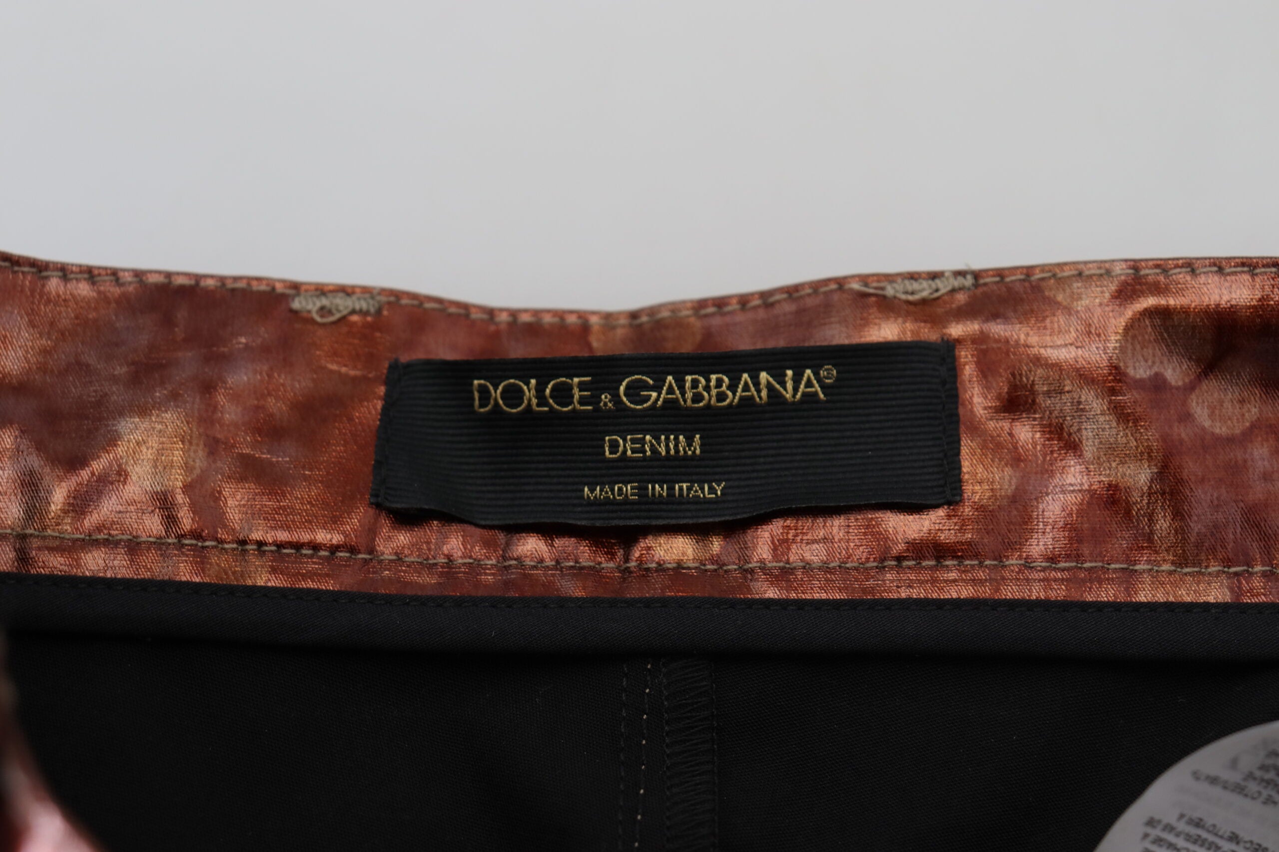 Dolce & Gabbana – Skinny-Jeans mit hoher Taille in Metallic-Bronze