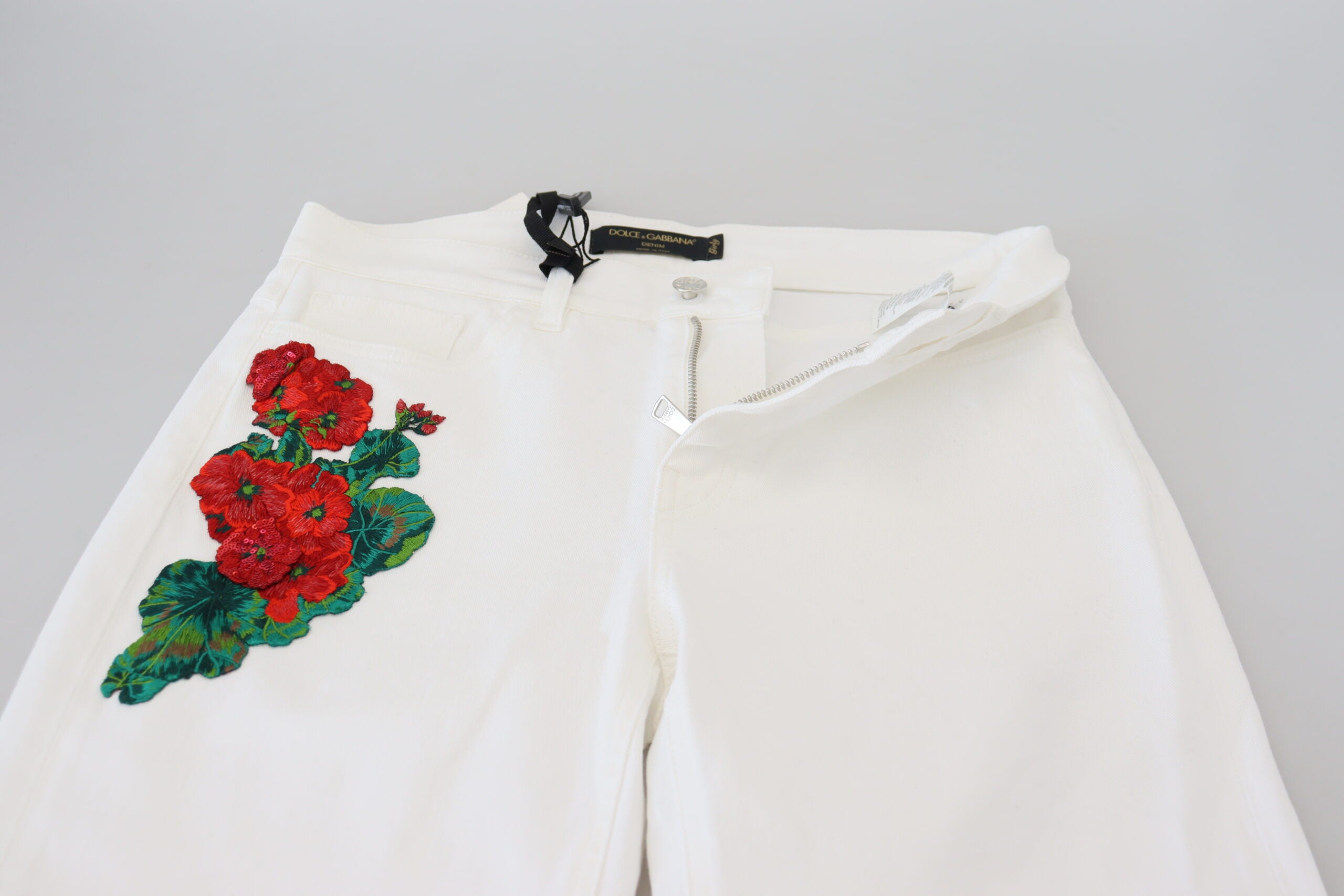 Blugi skinny eleganți albi cu talie medie Dolce & Gabbana