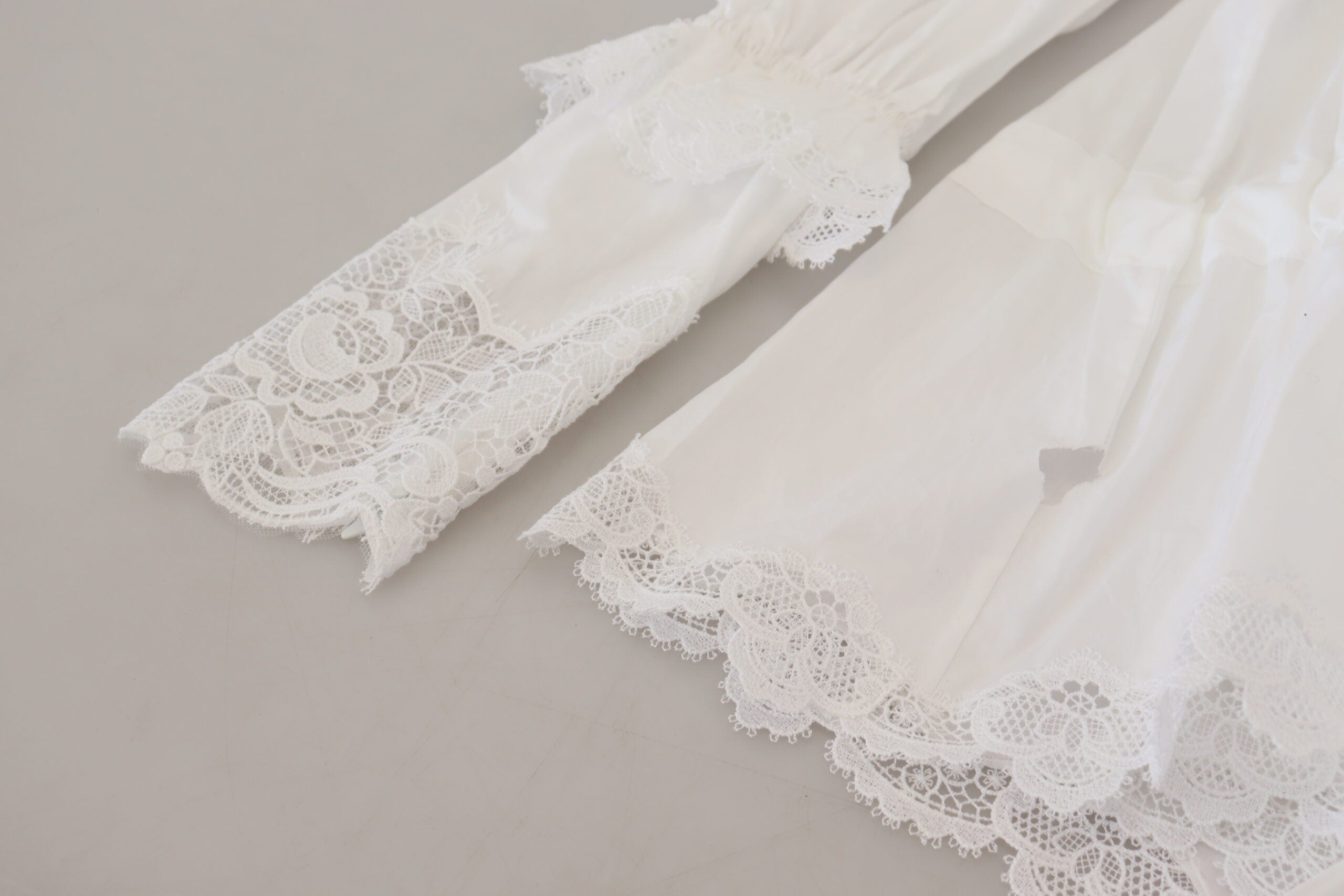 Bluză elegantă din bumbac cu dantelă albă Dolce & Gabbana