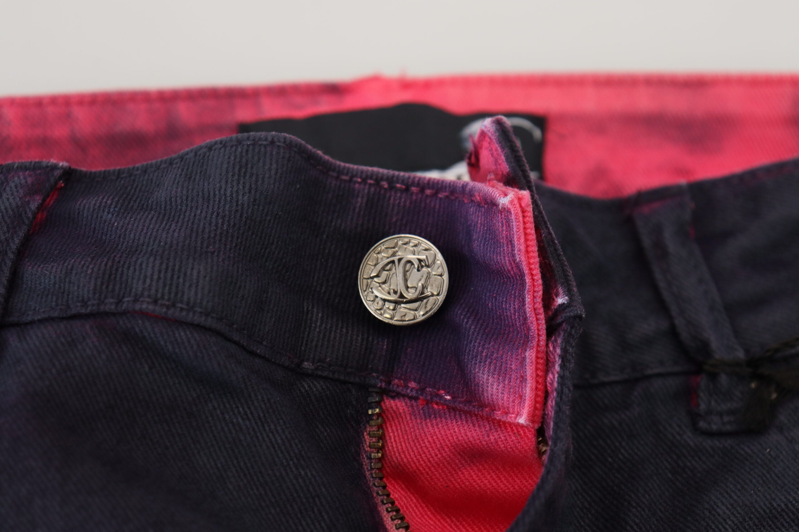 Pantaloni din denim cu talie joasă, negri, eleganți, Just Cavalli