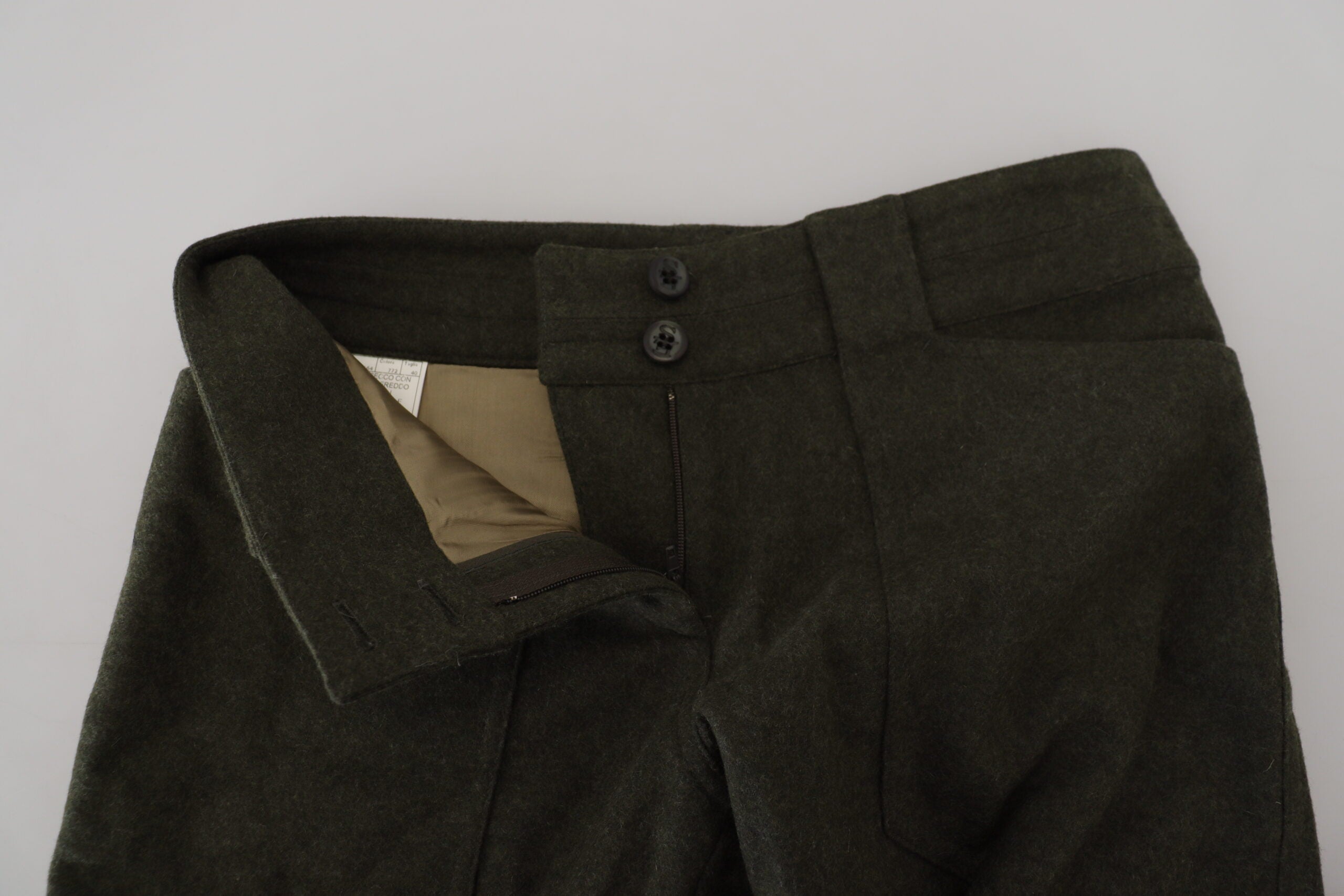 Ermanno Scervino Elegante, konisch zulaufende Hose aus grüner Wollmischung