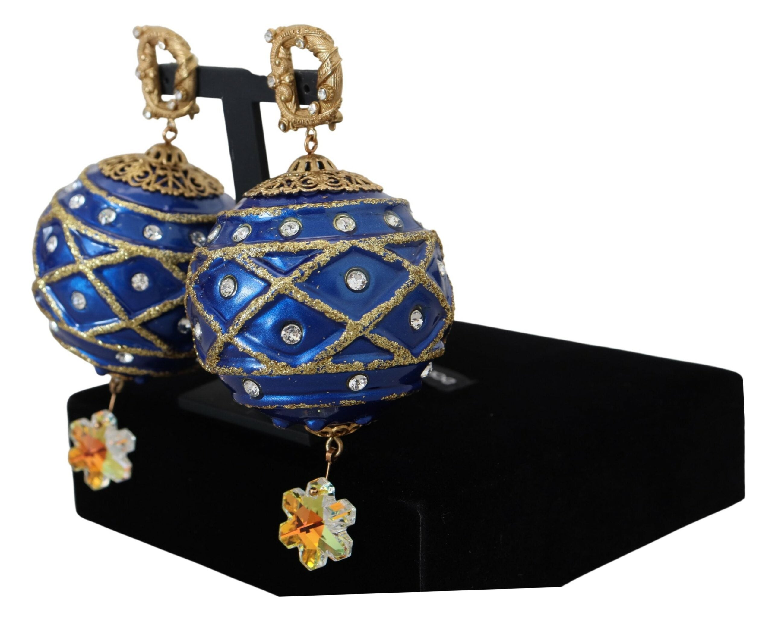 Dolce & Gabbana – Elegante, baumelnde Weihnachtskugel-Ohrringe mit Kristallen
