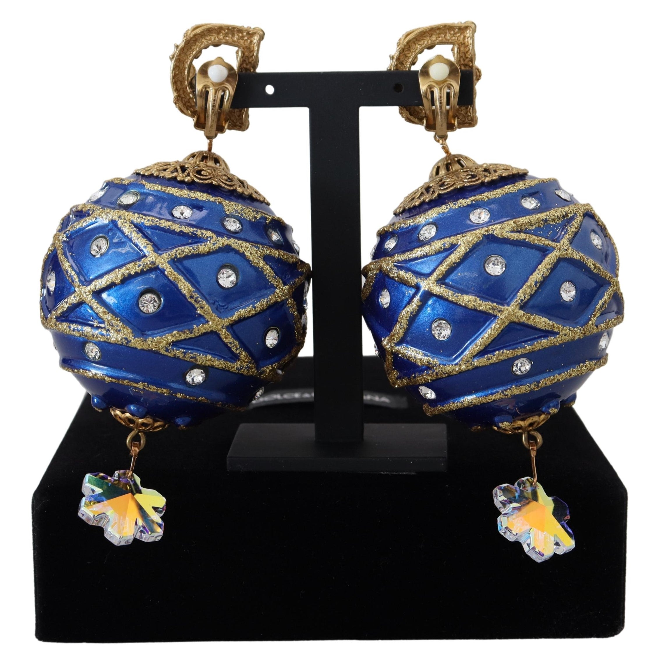 Dolce & Gabbana – Elegante, baumelnde Weihnachtskugel-Ohrringe mit Kristallen